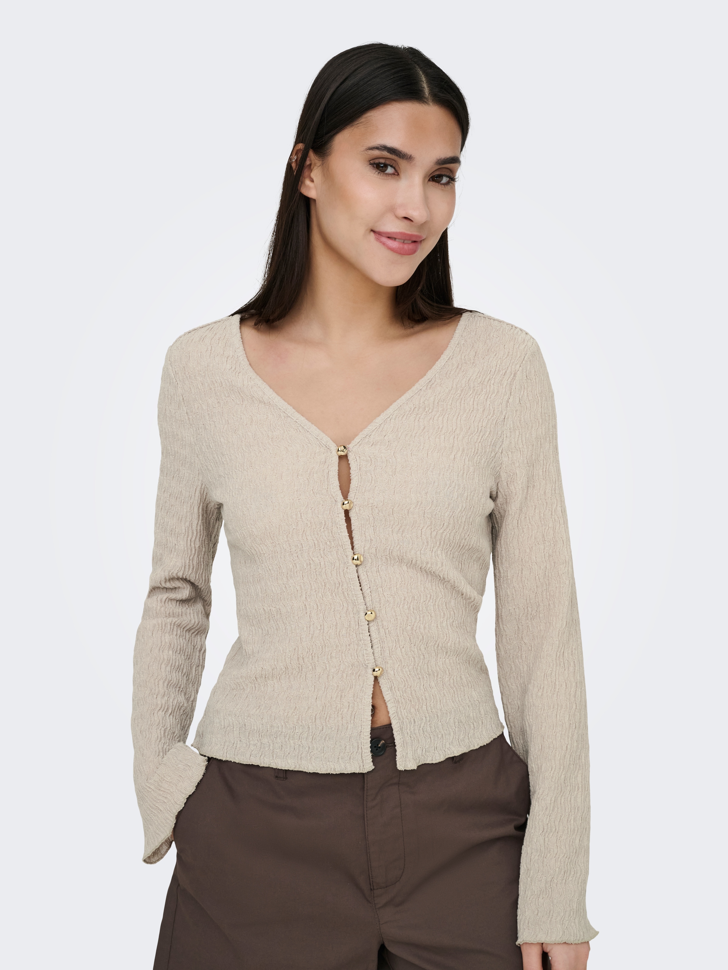 ONLY Veste en tricot »ONLILSE L/S CARIDGAN STRUC JRS« Kunstfaser, V-Ausschnitt