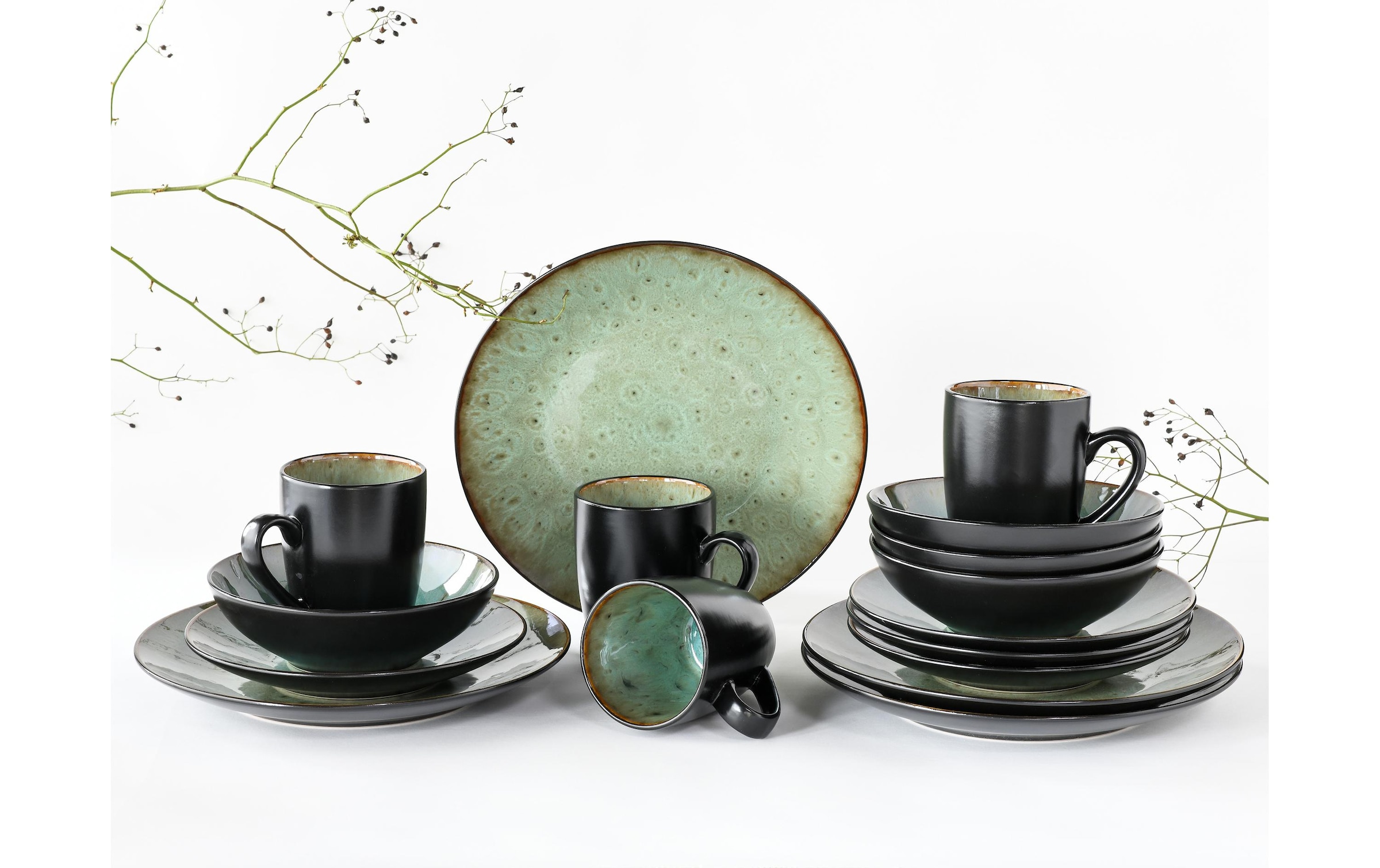CreaTable Service combiné »Teller-Set Grün/Schwarz«