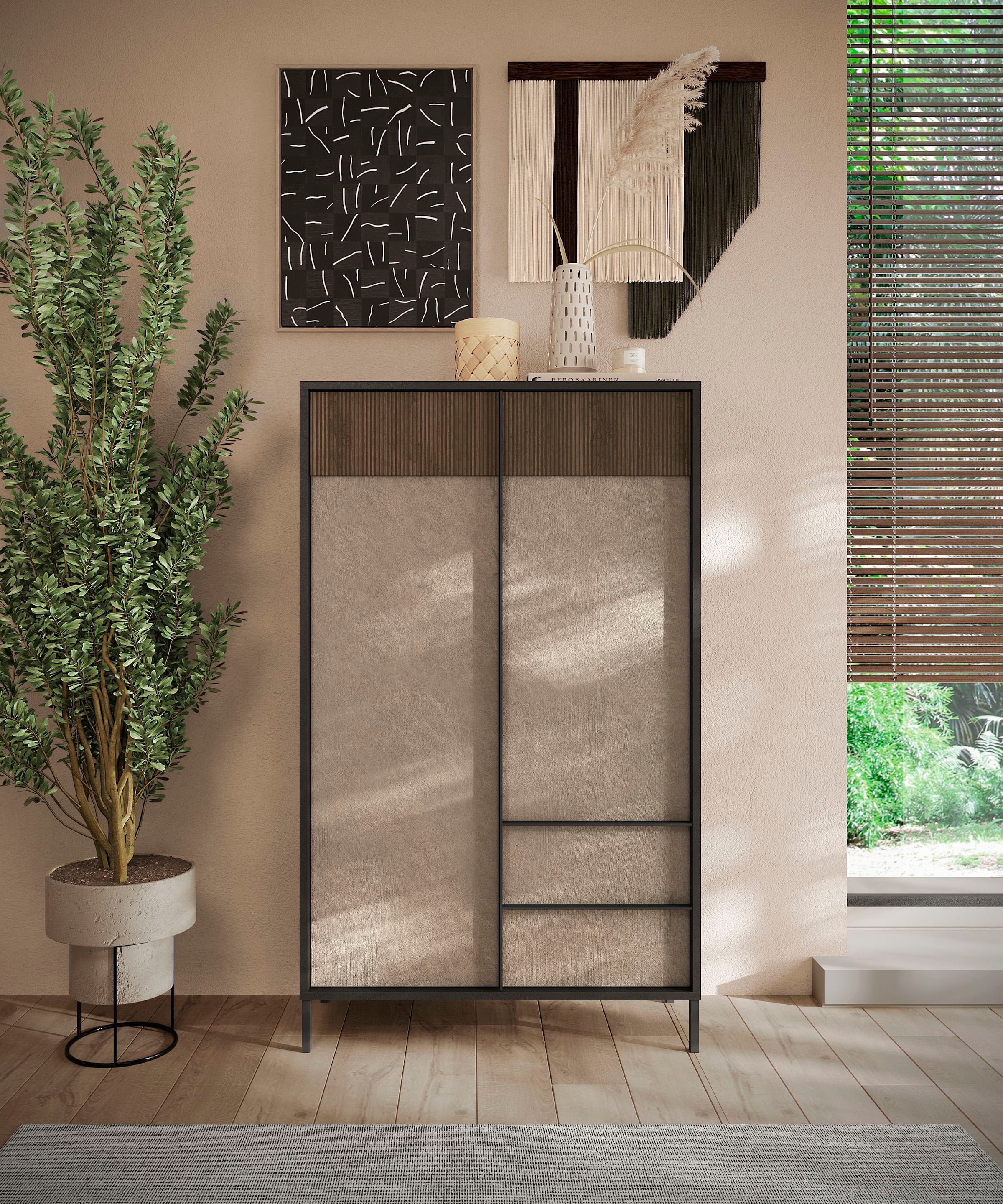 Image of Home affaire Highboard "Everest Höhe 177 cm, Kommode mit 2 Türen u. 2 Schubkästen" Sideboard, Schrank, Soft/Self Closing, Korpus 22 mm