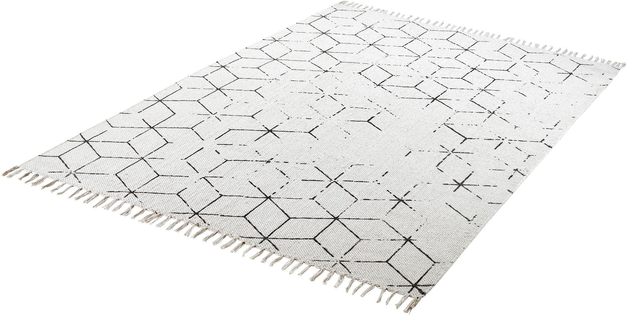 Image of Obsession Teppich »My Stockholm 342«, rechteckig, 10 mm Höhe, Handweb Teppich, Flachgewebe, Vintage Design, reine Baumwolle, handgewebt, mit Fransen, ideal im Wohnzimmer & Schlafzimmer bei Ackermann Versand Schweiz