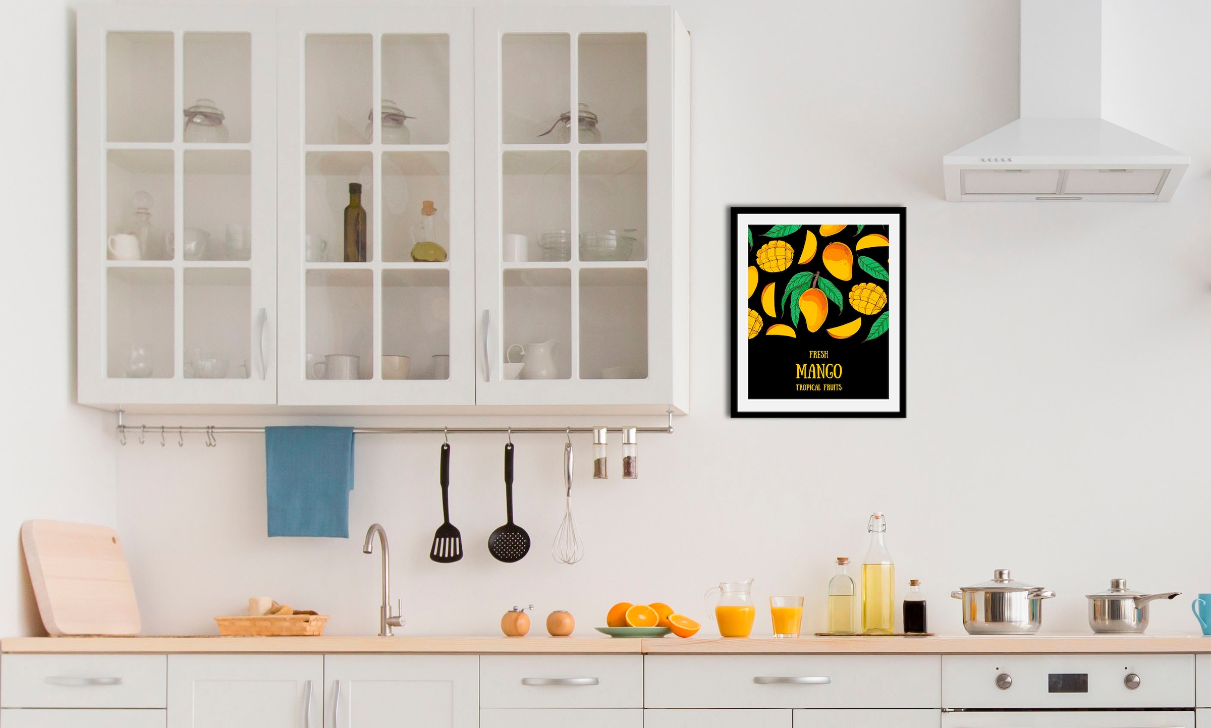Image of queence Bild "Fresh Mango" Abstrakt Essen Figuren Kunst Lebensmittel Obst Obst Bilder Schriftzug 1 Stk. tlg. gerahmt