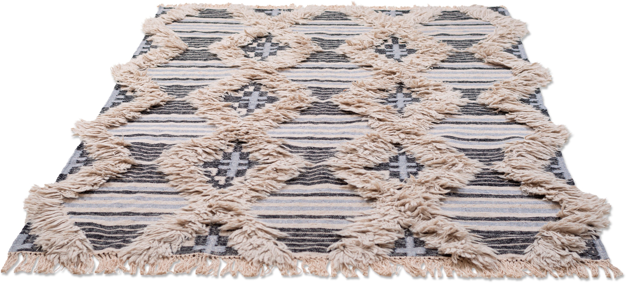 Image of TOM TAILOR HOME Teppich "Cozy Kelim" rechteckig 5 mm Höhe handgewebt, mit Fransen, Boho-Style