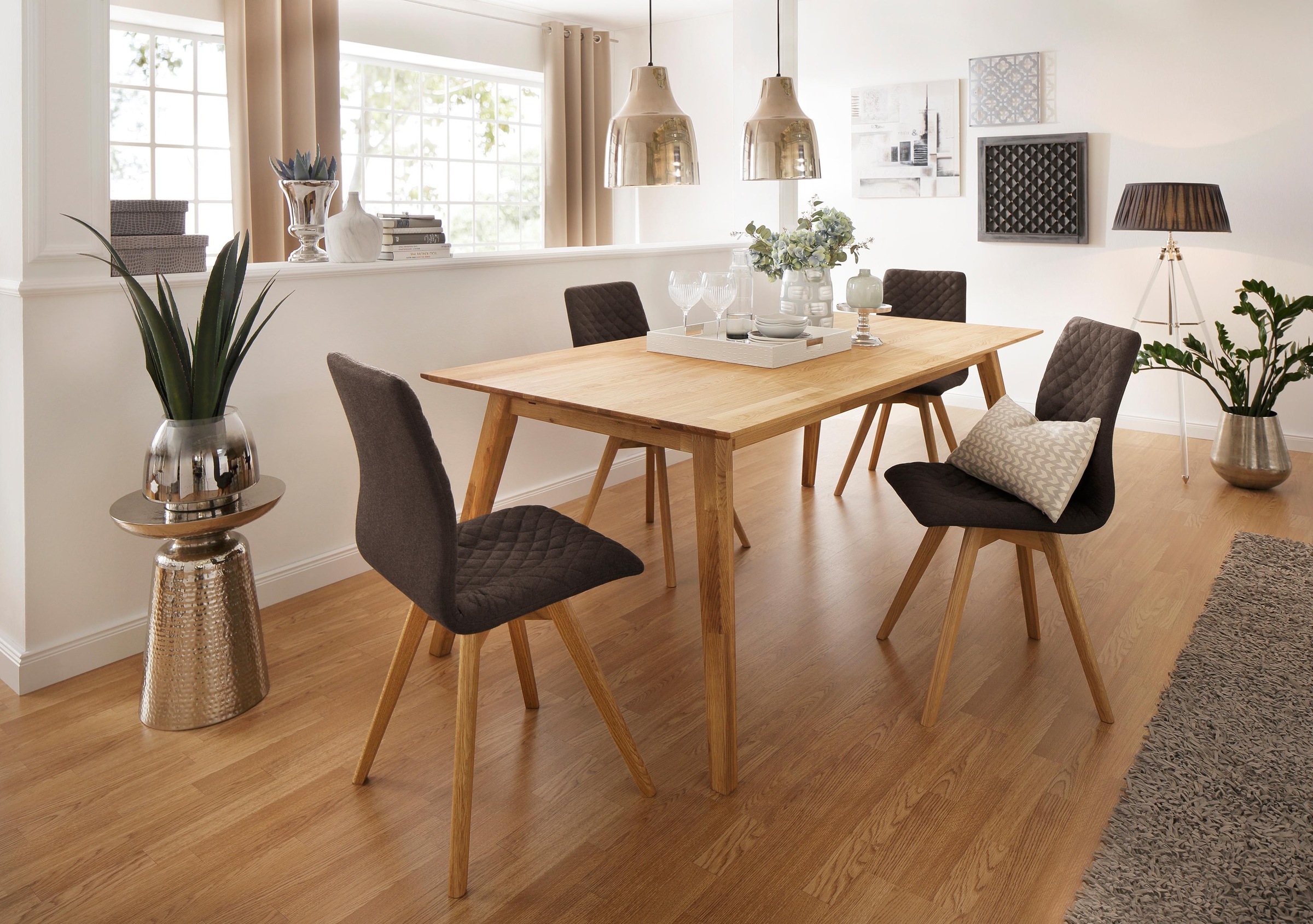 OTTO home Esstisch "Lake" Eiche massiv, Breite 150 cm, erweiterbar mit Ansteckplatten