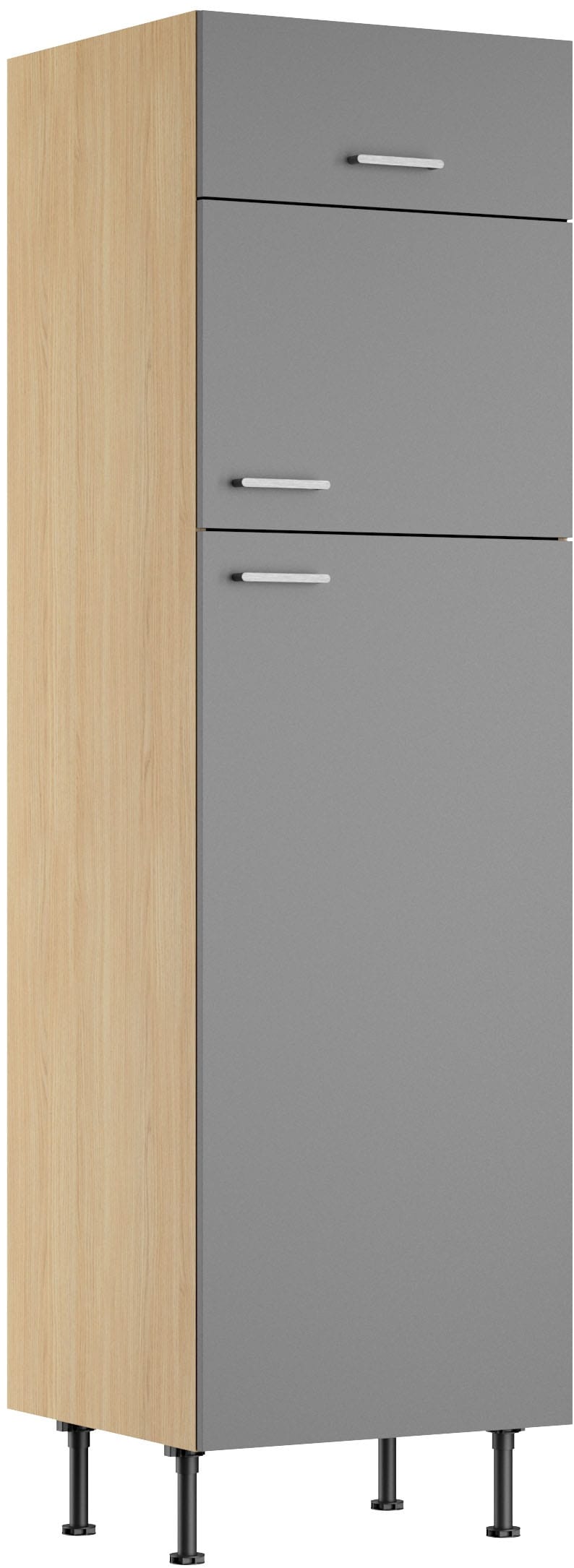 Image of KOCHSTATION Kühlumbauschrank "KS-Lucy" Breite 60 cm, m. 2 Türen, 1 Klappe, Soft-Close, höhenverstellbare Füsse