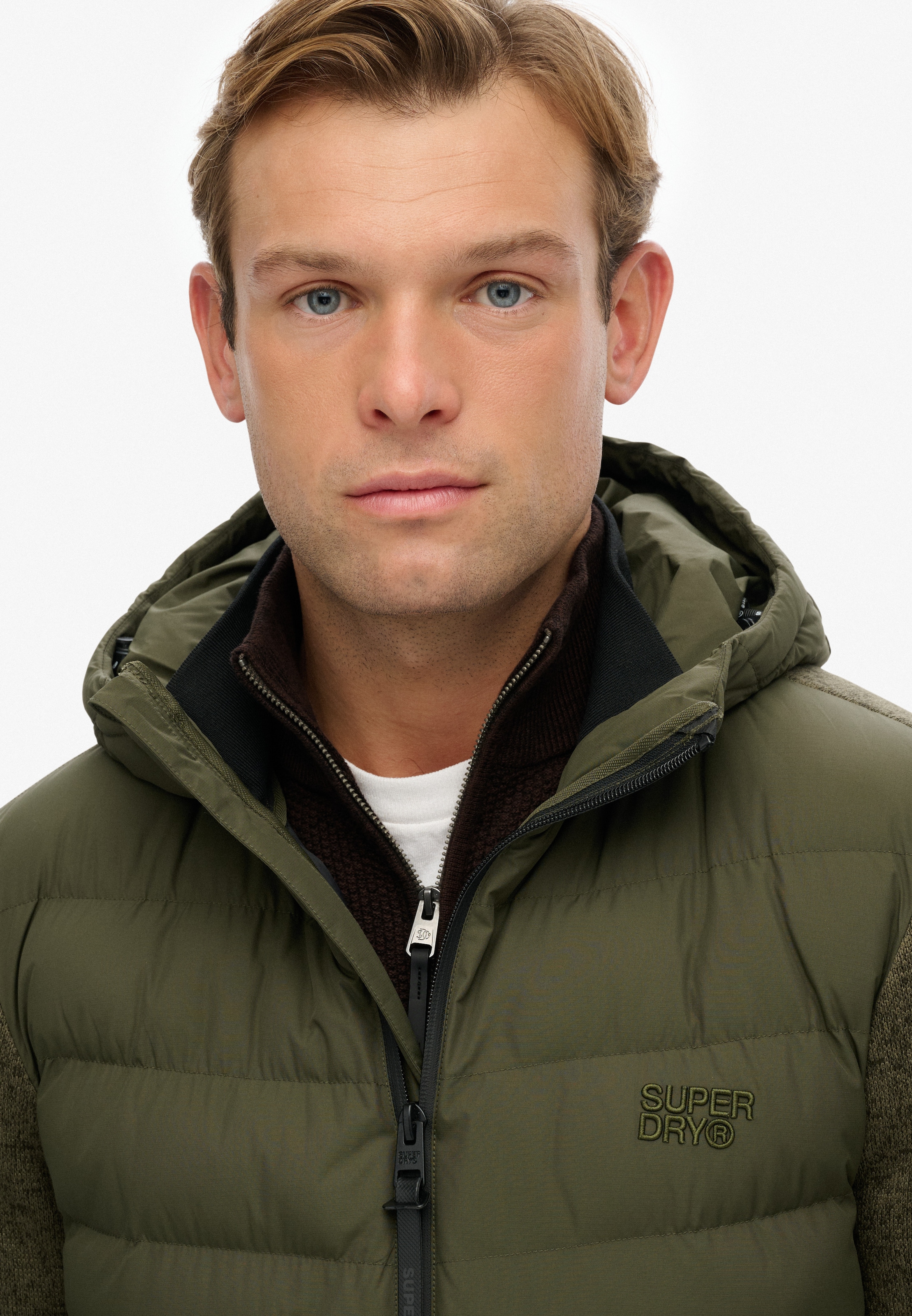 Superdry Steppjacke »HOODED STORM KNIT HYBRID JKT«, mit Kapuze