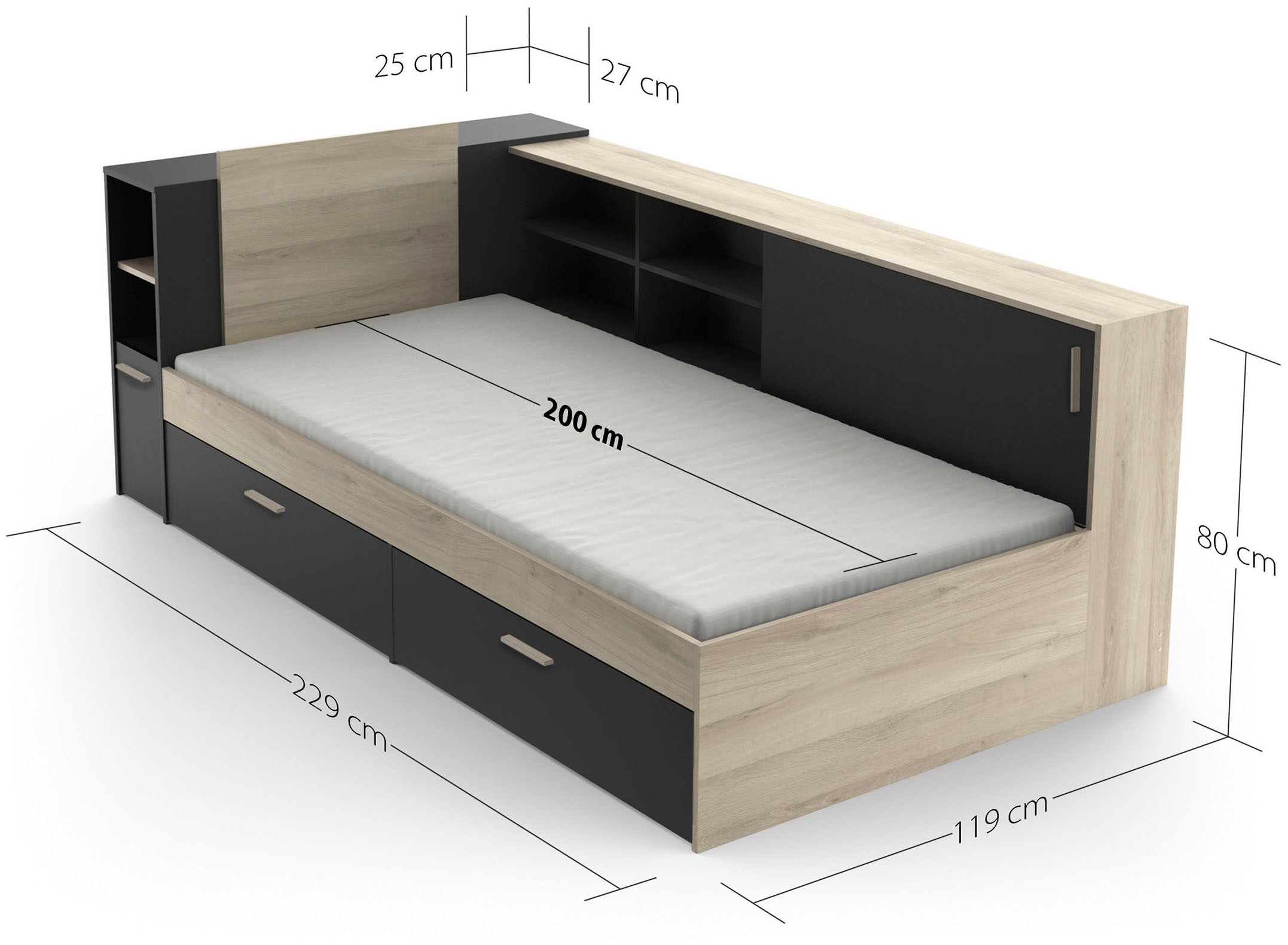 Demeyere GROUP Einzelbett, Liegefläche 90 x 200 cm, ohne Matratze