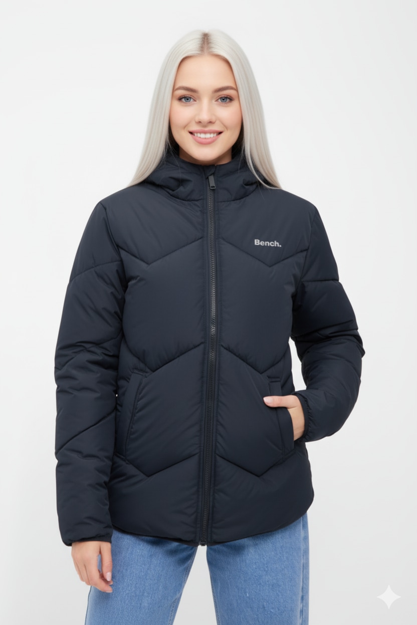 Image of Bench. Steppjacke "KRIYA" mit Kapuze leichte Winterjacke mit hoher Wärmeleistung und Zick Zack Steppung