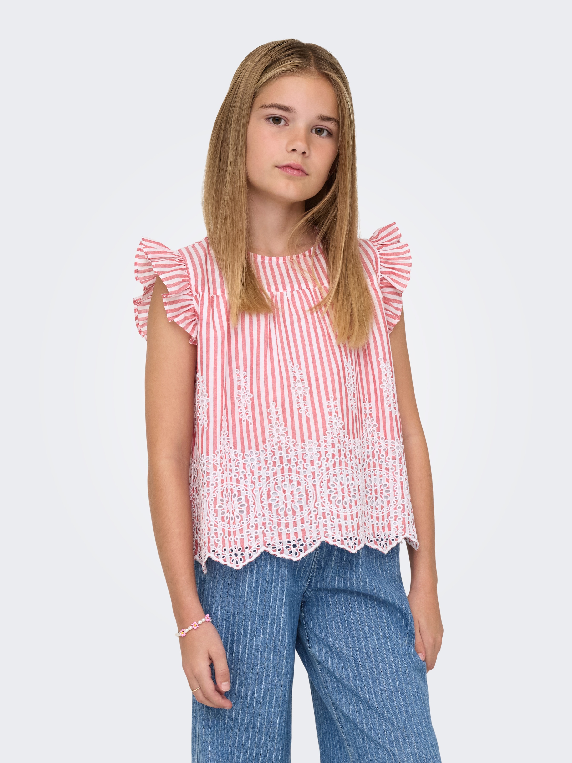 Image of KIDS ONLY Blusentop "KOGBONDI LIFE S/L EMB FRILL TOP WVN"
