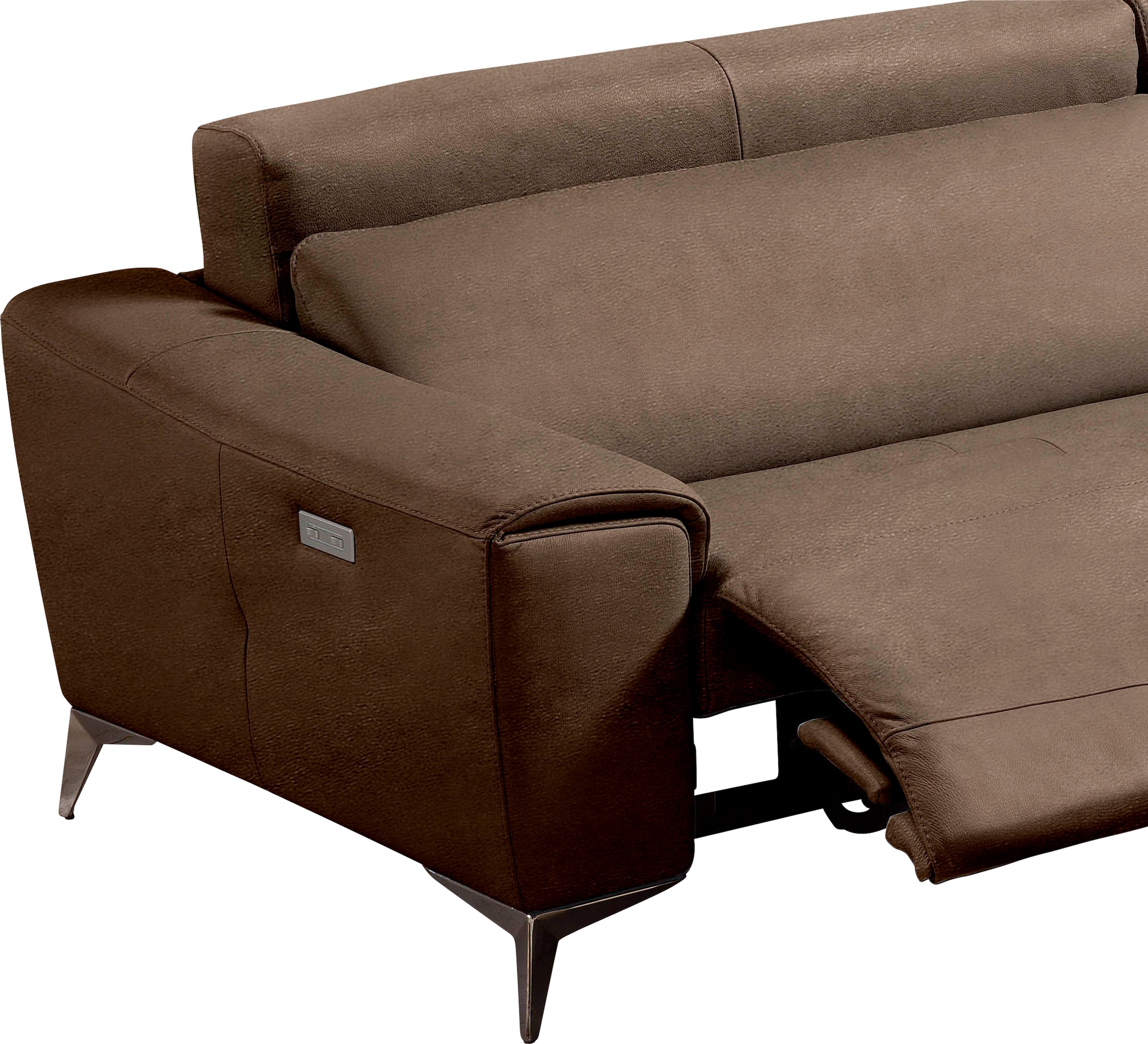 Egoitaliano Canapé d'angle »Suzette, Designsofa mit  hohem Sitzkomfort« mit Recamiere, inkl. 1 elektronischen Relaxfunktion, L-Form