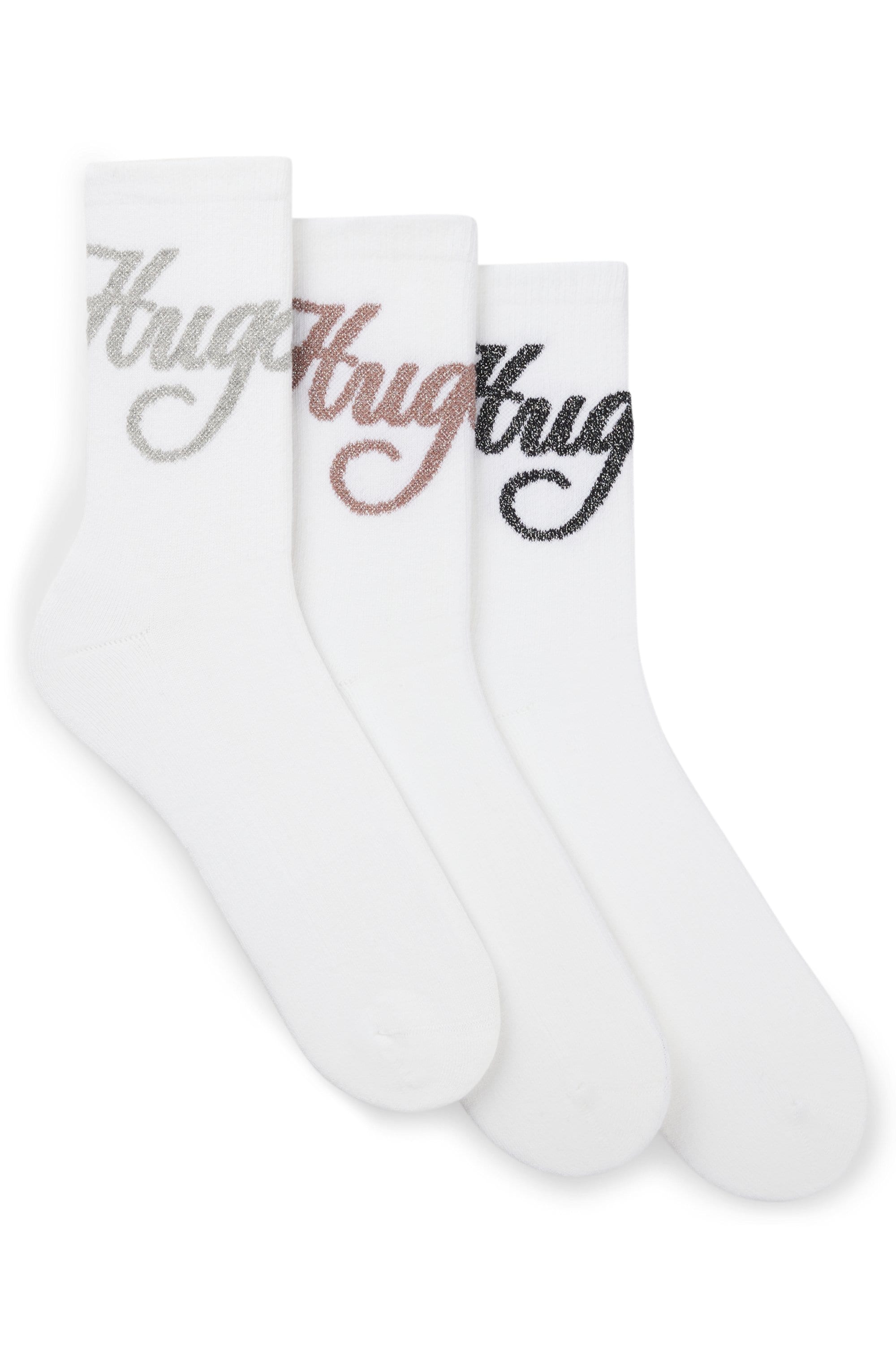 HUGO Underwear Chaussettes 3 Couple tlg. mit schimmerden Logo