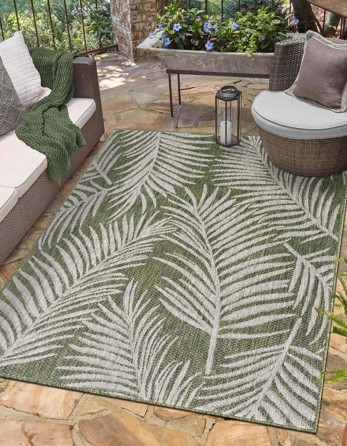Image of Myflair Möbel & Accessoires Outdoorteppich "Autumn" rechteckig 8 mm Höhe Wendeteppich, Blätter Motiv, Outdoor geeignet, Balkon, Terrasse