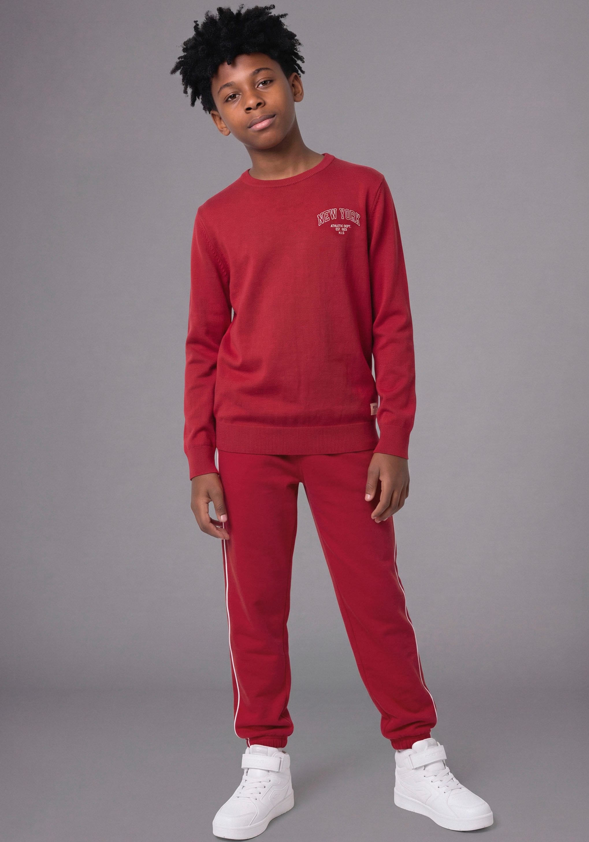 H.I.S Pantalon sweat »2er Packung H.I.S Sweathosen mit Piping an der Seite«  2 pantalons de jogging à coupe droite, avec bande élastique aux chevilles