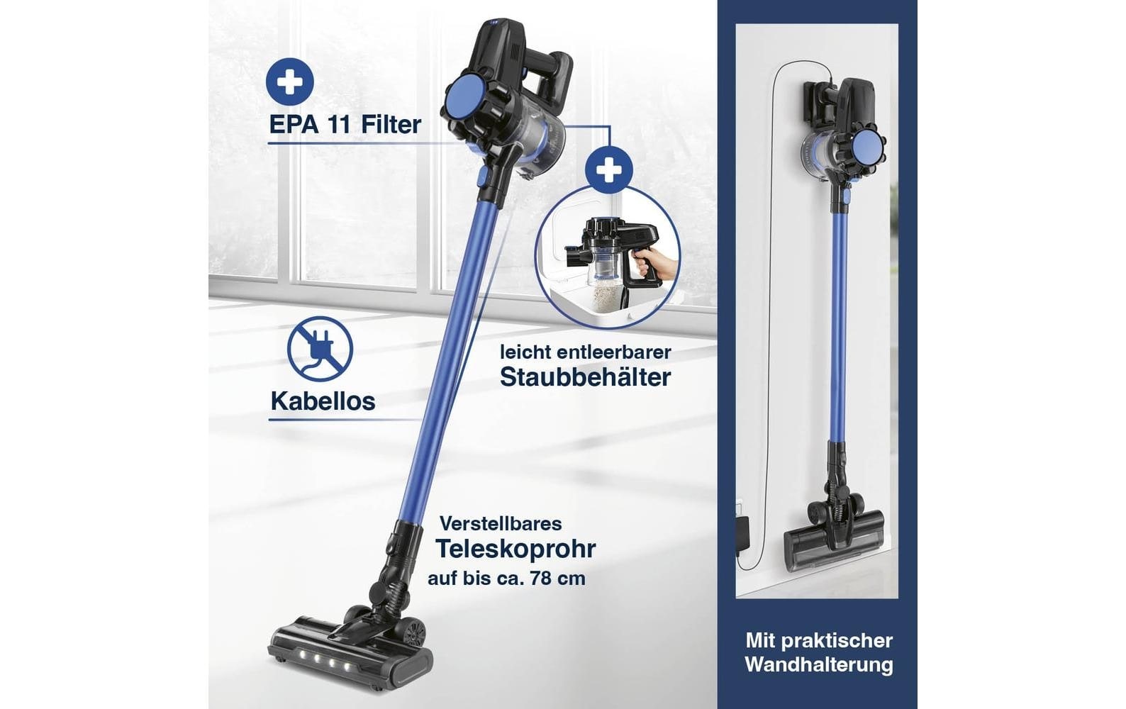 CLEANmaxx Aspirateur à main et à manche sans fil »CLEANmaxx Akku-Hand- und Stielsauger Blau/Schwarz«