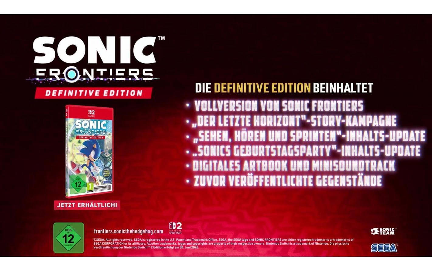 Sega Logiciel de jeu »Sonic Frontiers – Definitive Edition (NSW2) (Game-Key Card)« Nintendo Switch 2