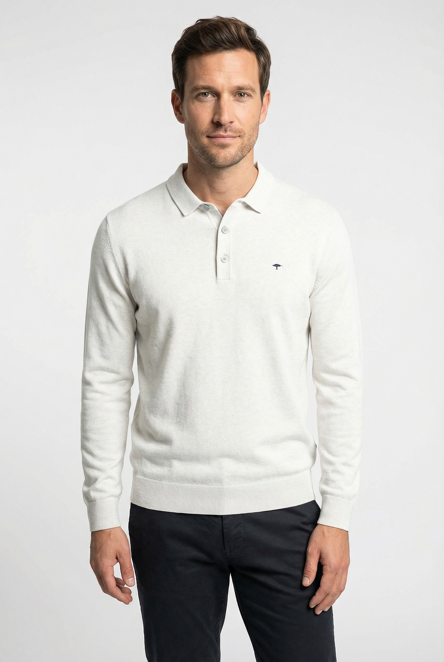 Image of FYNCH-HATTON Strickpullover aus Baumwolle, mit Polokragen und kurzer Knopfleiste