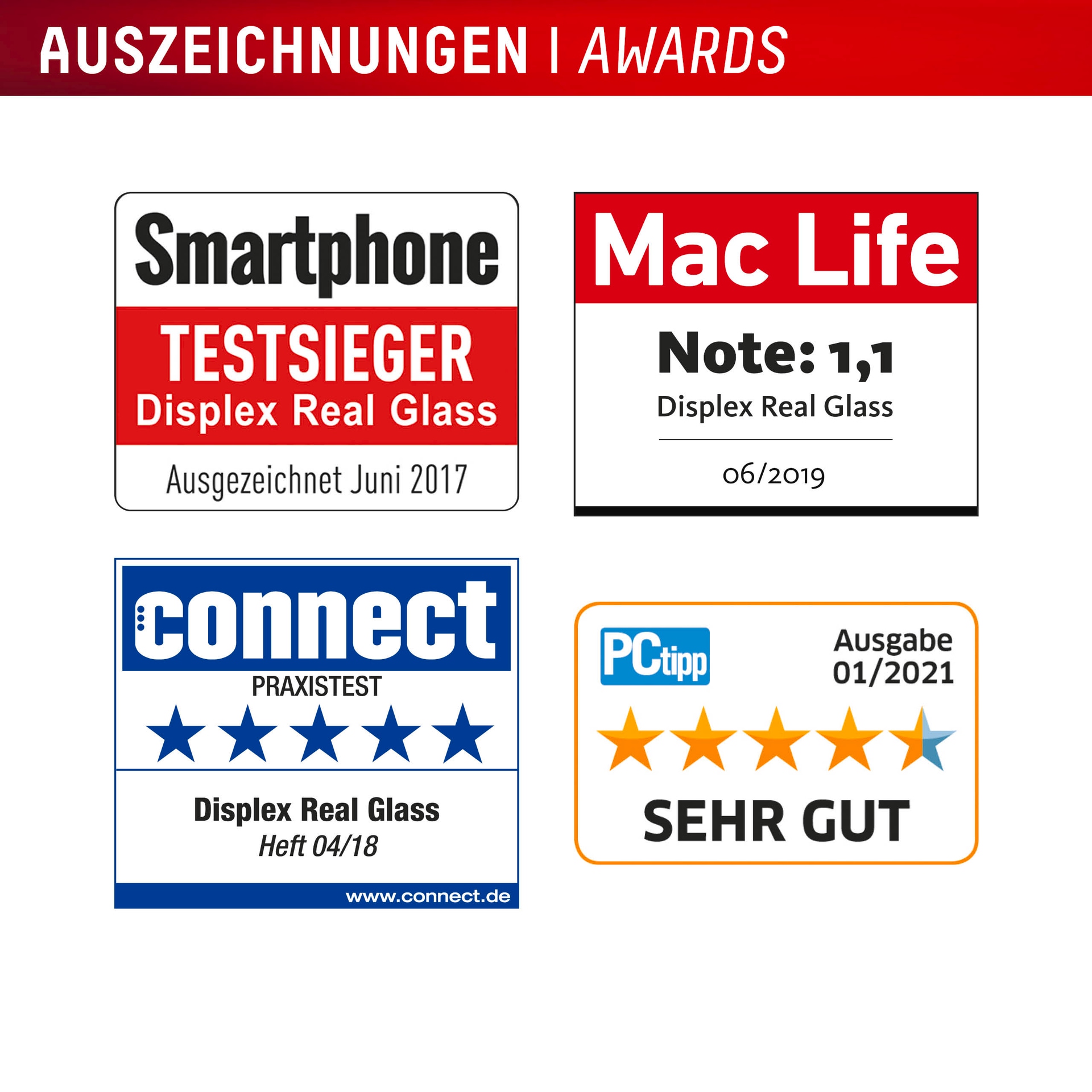 Displex Displayschutzglas »Real Glass«, Displayschutzfolie, Schutzfolie, Bildschirmschutz, kratz- & stossfest