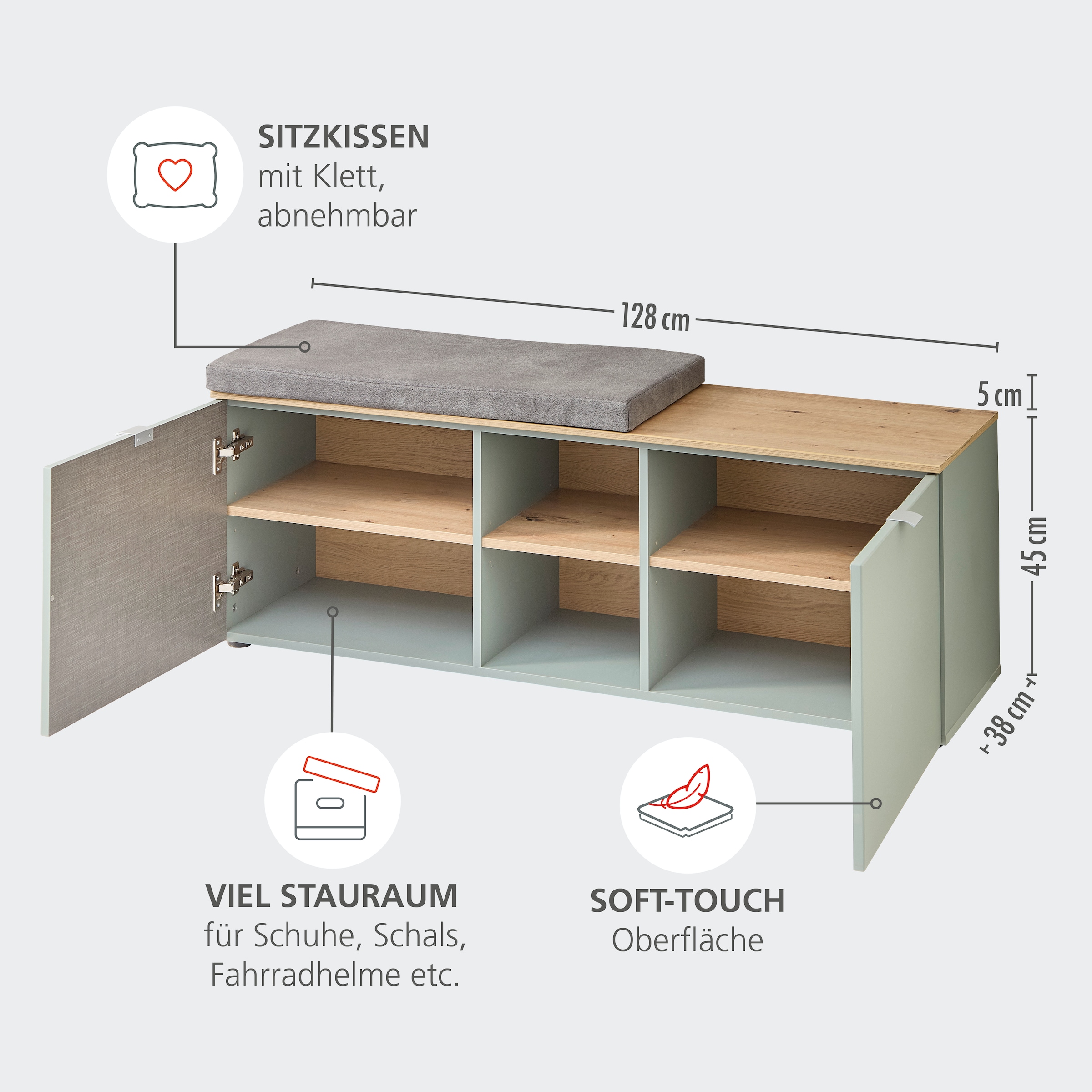Innostyle Ensemble de vestiaires »Bari Garderobenprogarmm, BxHxT 206x202x38 cm« Ensemble, 4 cuis tlg.