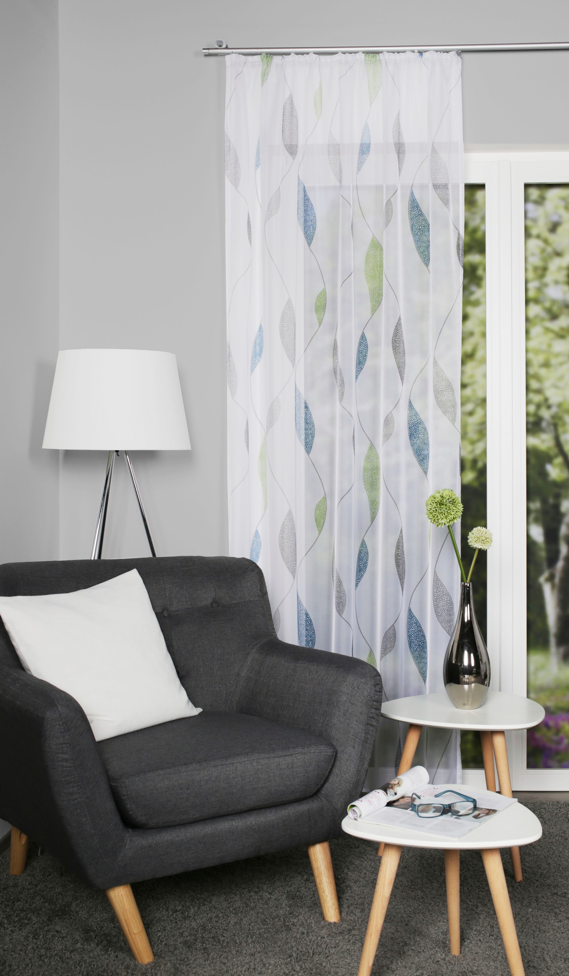 Image of HOME WOHNIDEEN Gardine "PAOLO" Kräuselband 1 Stk. tlg. halbtransparent
