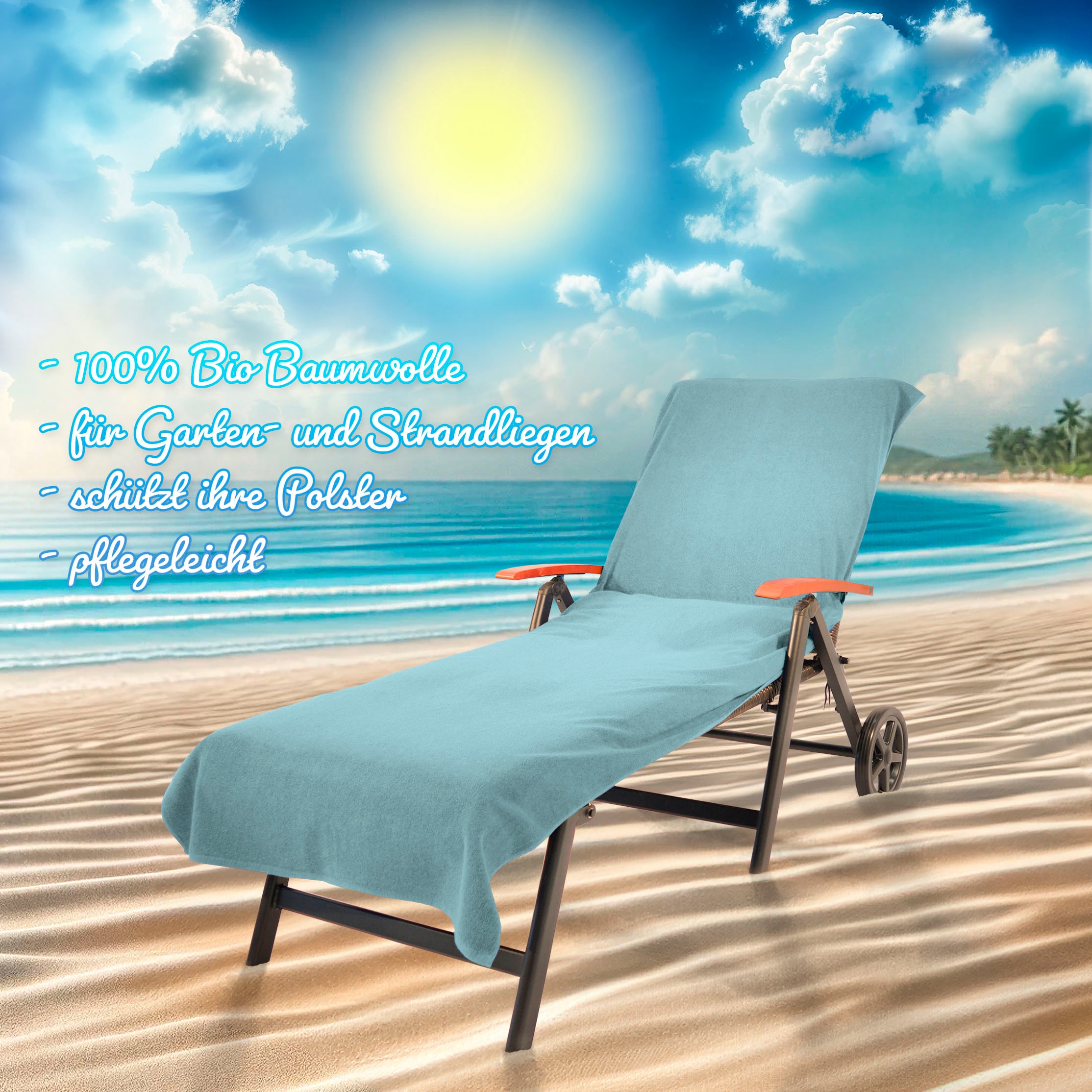 Image of KiNZLER Strandtuch "Frottier-Liegenbezug, 100% Baumwolle" Liegen-Handtuch, Uni Farben, weich & flauschig, auch als 2er Set