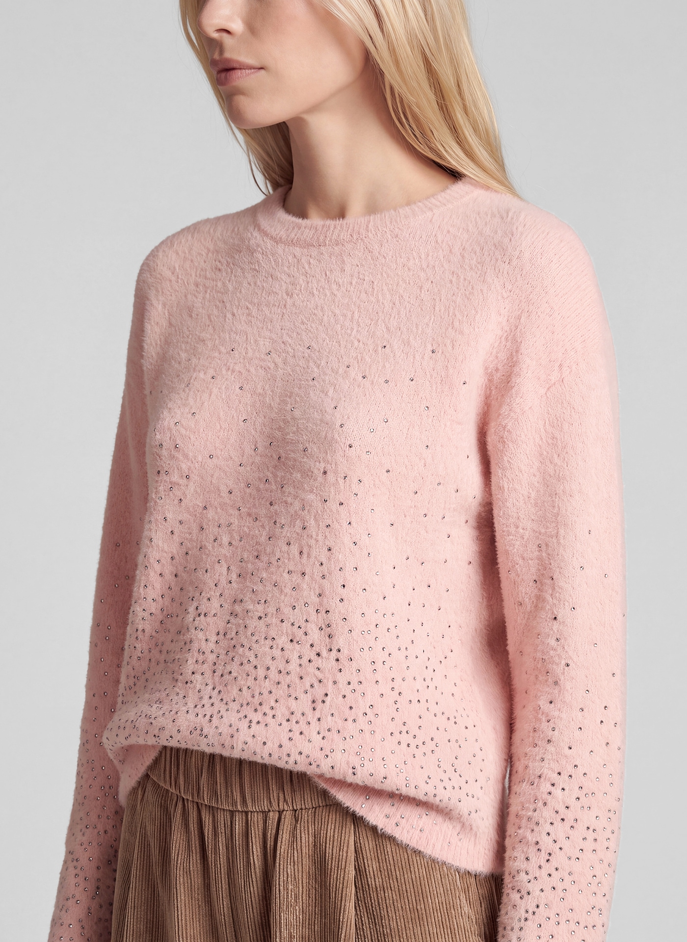 Rabe Strickpullover mit Glitzersteinen / Woll-Anteil