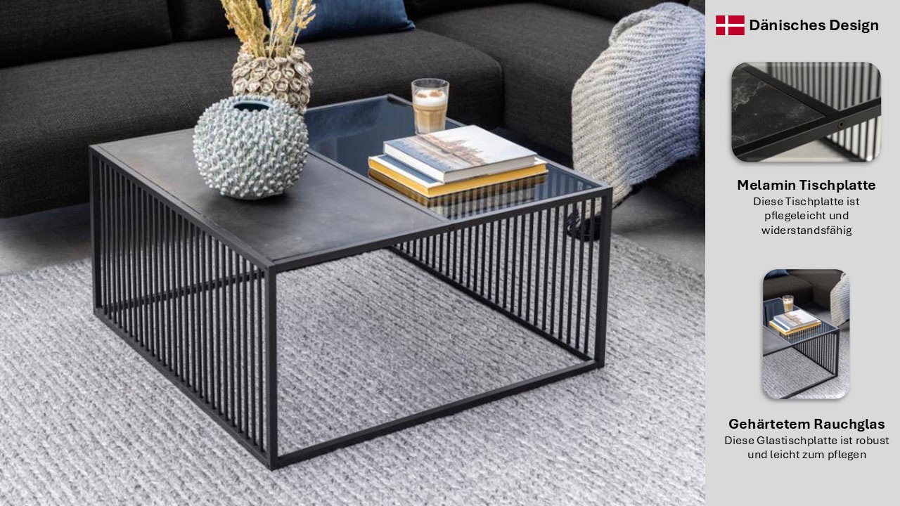 ACTONA GROUP Couchtisch »Strington, Marmoroptik schwarz - modern & stilvoll, pflegeleicht« Couchtisch, Beistelltisch, Kaffeetisch,  OTTOs Choice,  Glasplatte & Metallgestell, verschiedene  Formen