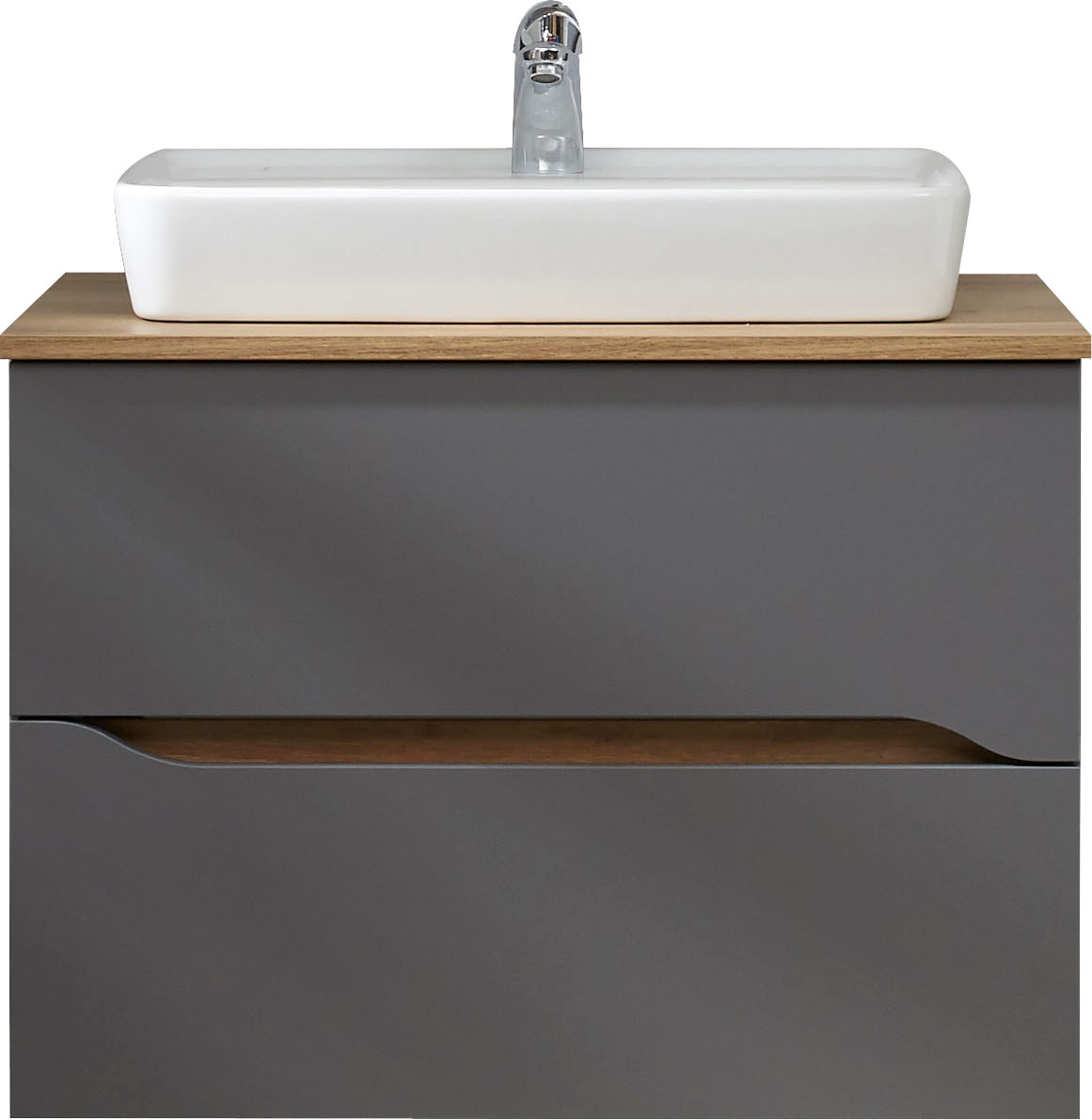 Saphir Waschtisch »Quickset Keramik-Aufsatzbecken mit Unterschrank, 73 cm breit« Waschplatz, Unterschrank mit Waschbecken, 2 Schubladen, grifflos