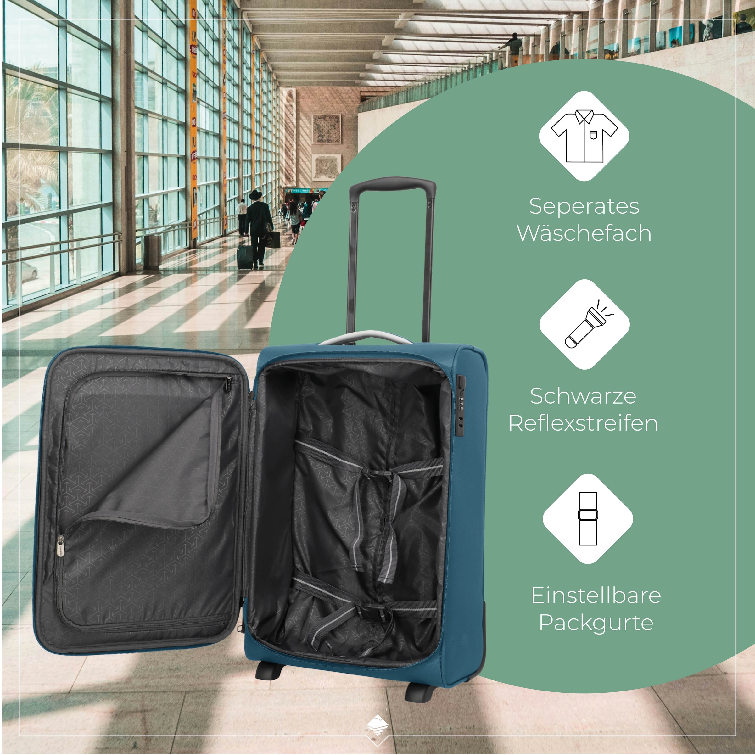 travelite Trolley pour bagages à main »JETPACK Slim 2 Cabin Handgepäck Koffer« 40 litre 4 Rollen bagages souples, compatibles avec de nombreuses compagnies aériennes courantes
