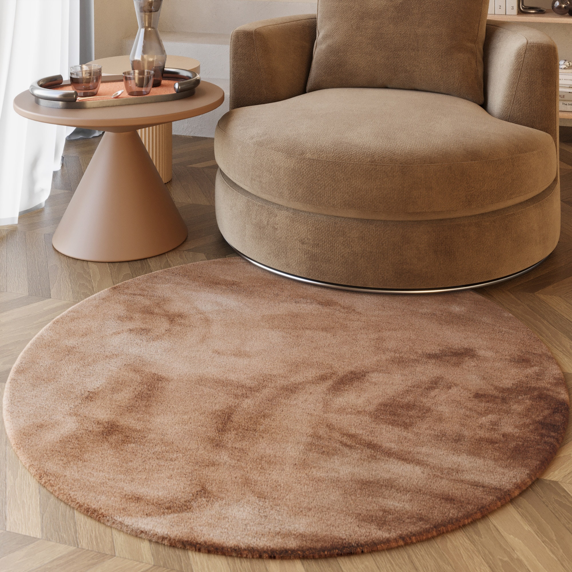 Esprit Hochflor-Teppich »Alice  ESP-4377  Kunstfell« rund 25 mm Höhe Kaninchenfell-Haptik, besonders weich und dicht, für alle Räume