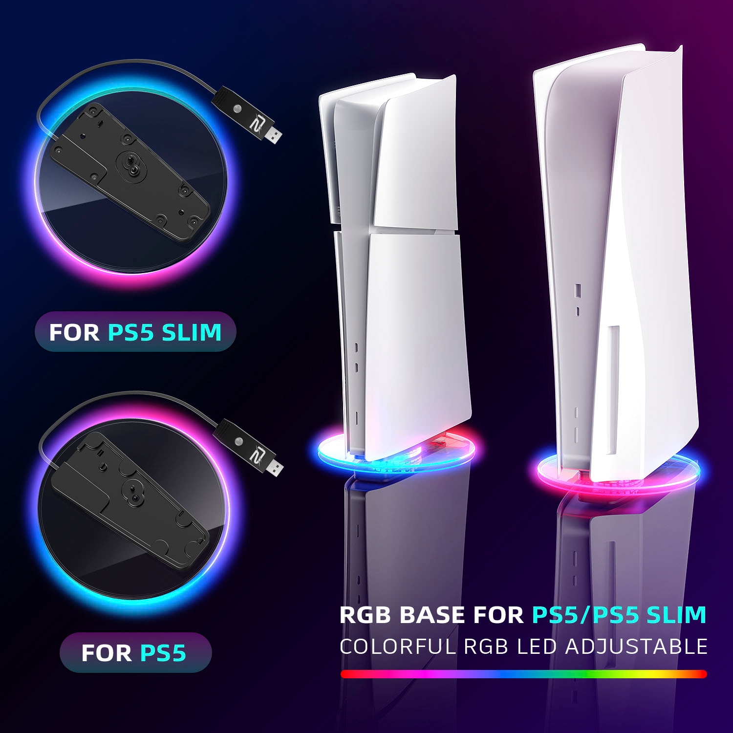 Ready2gaming Standfuss »Transparenter Standfuss für die PlayStation 5 mit RGB Beleuchtung«
