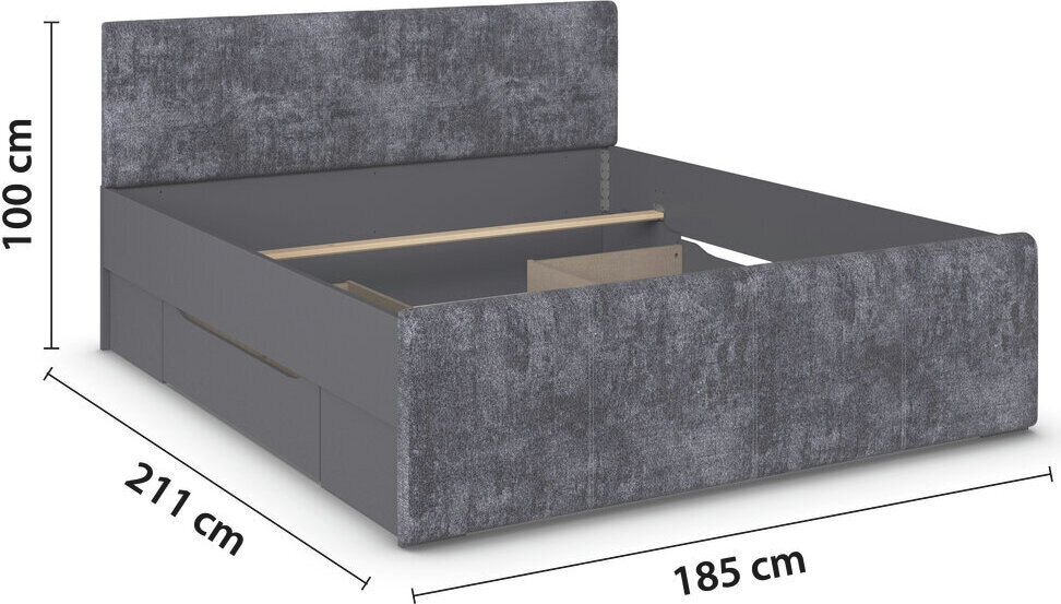 GOODproduct Bett »Doppelbett Polsterbett Stauraumbett AGORDO« 180x200 cm, Kopf- und Fussteil aus Cordstoff oder Webstoff,  praktische Bettschubkästen für zusätzlichen Stauraum MADE IN GERMANY