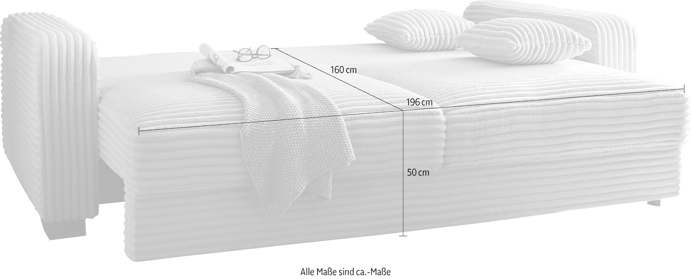 ED EXCITING DESIGN Schlafsofa »Carrara«, mit Bettkasten & 2 Zierkissen