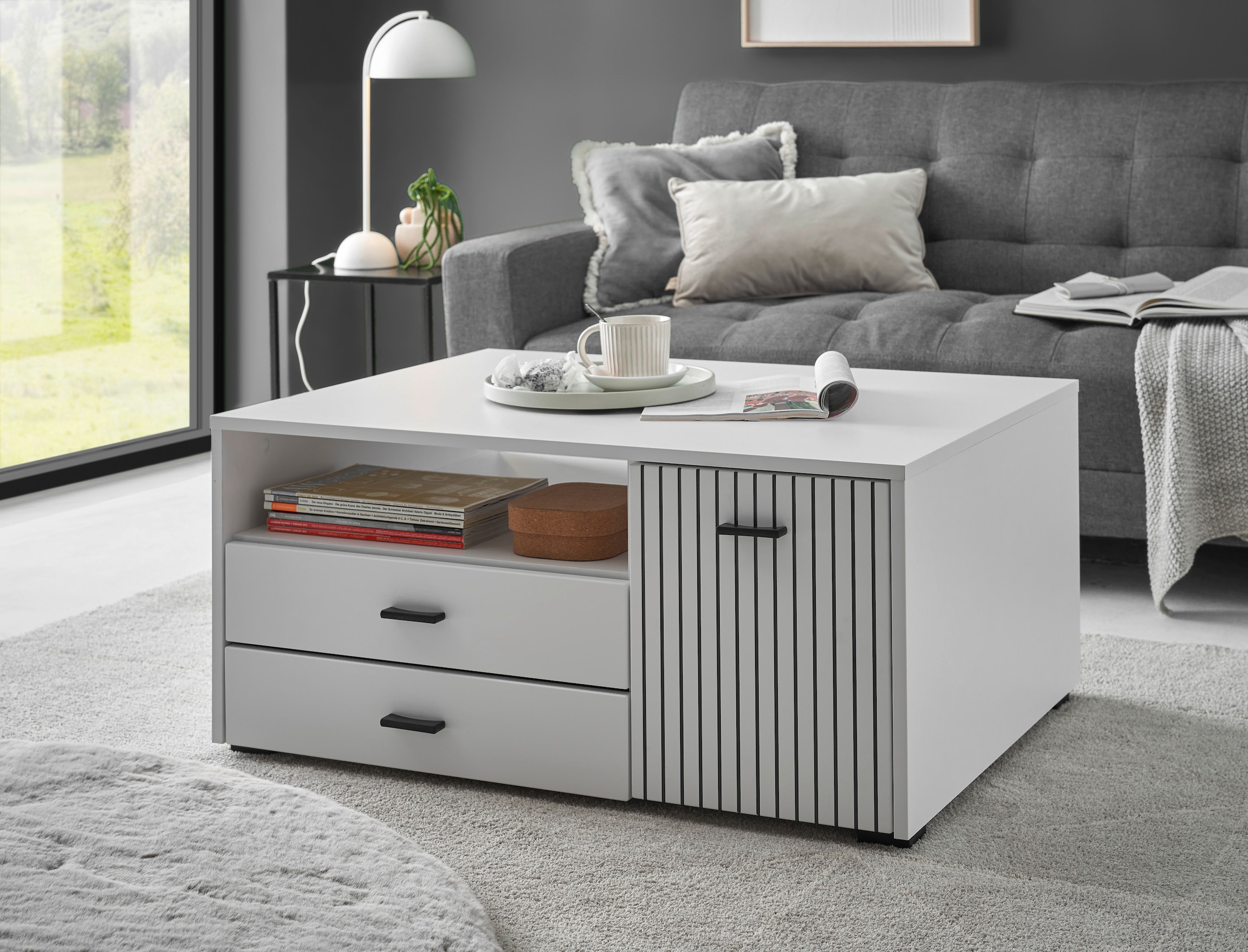 Image of Home affaire Couchtisch "Hudson" in moderner Trendfarbe, Griffe aus Metall (Schwarz), Breite 90 cm