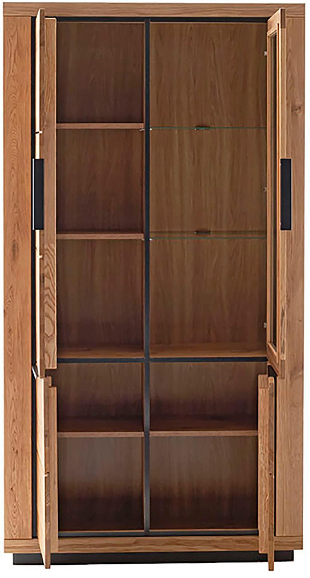 MCA living Vitrine »GRENO Vitrine gross«, (1 St.), aus massiver Wildeiche, Metallgriffe, Breite 107 cm
