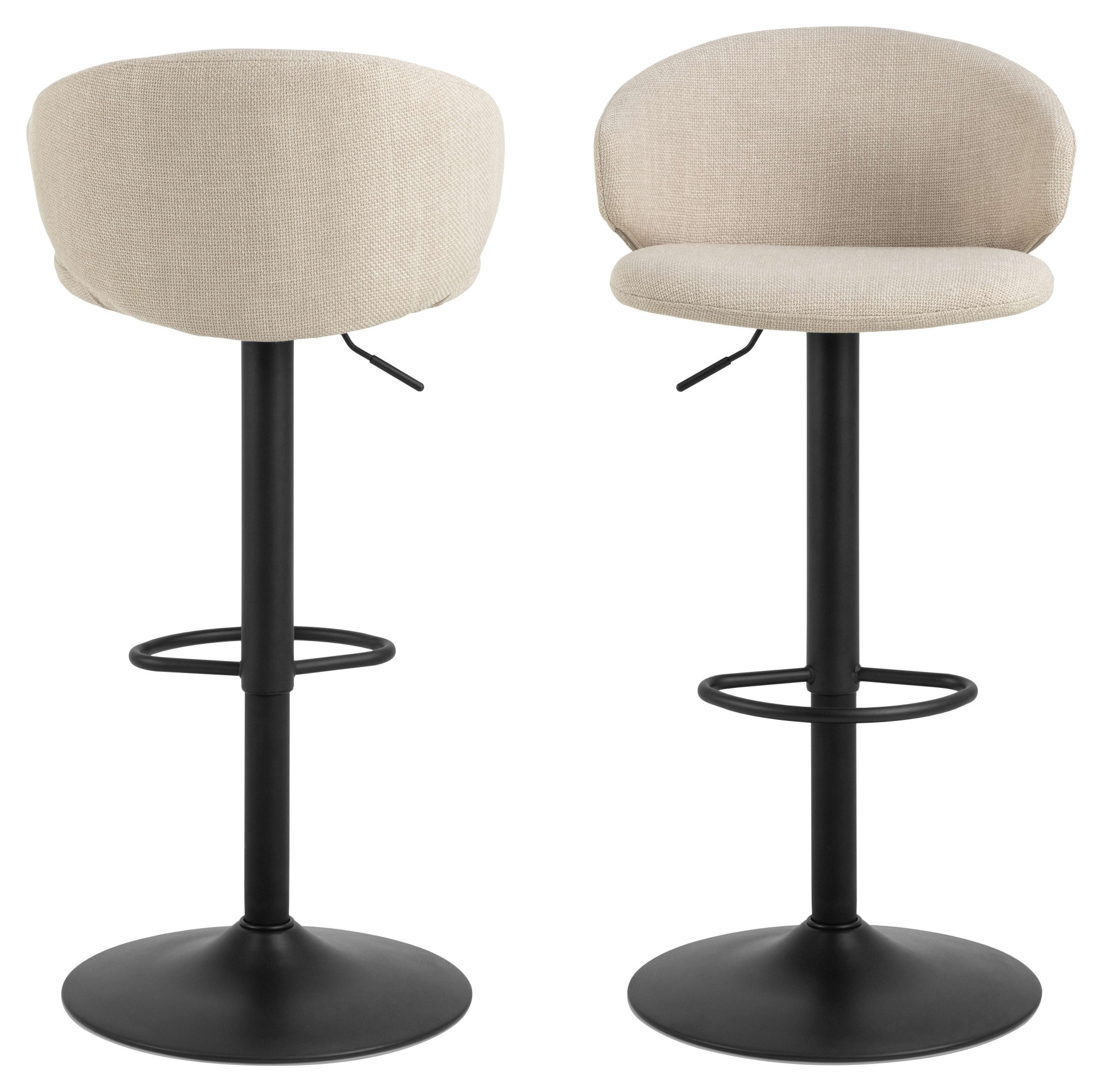 ACTONA GROUP Barhocker »Ella« Set, 2 stk, 2 Stk. tlg. Barhocker, Basel beige, Trompete Gestell matt schwarz rau, 2 Stk