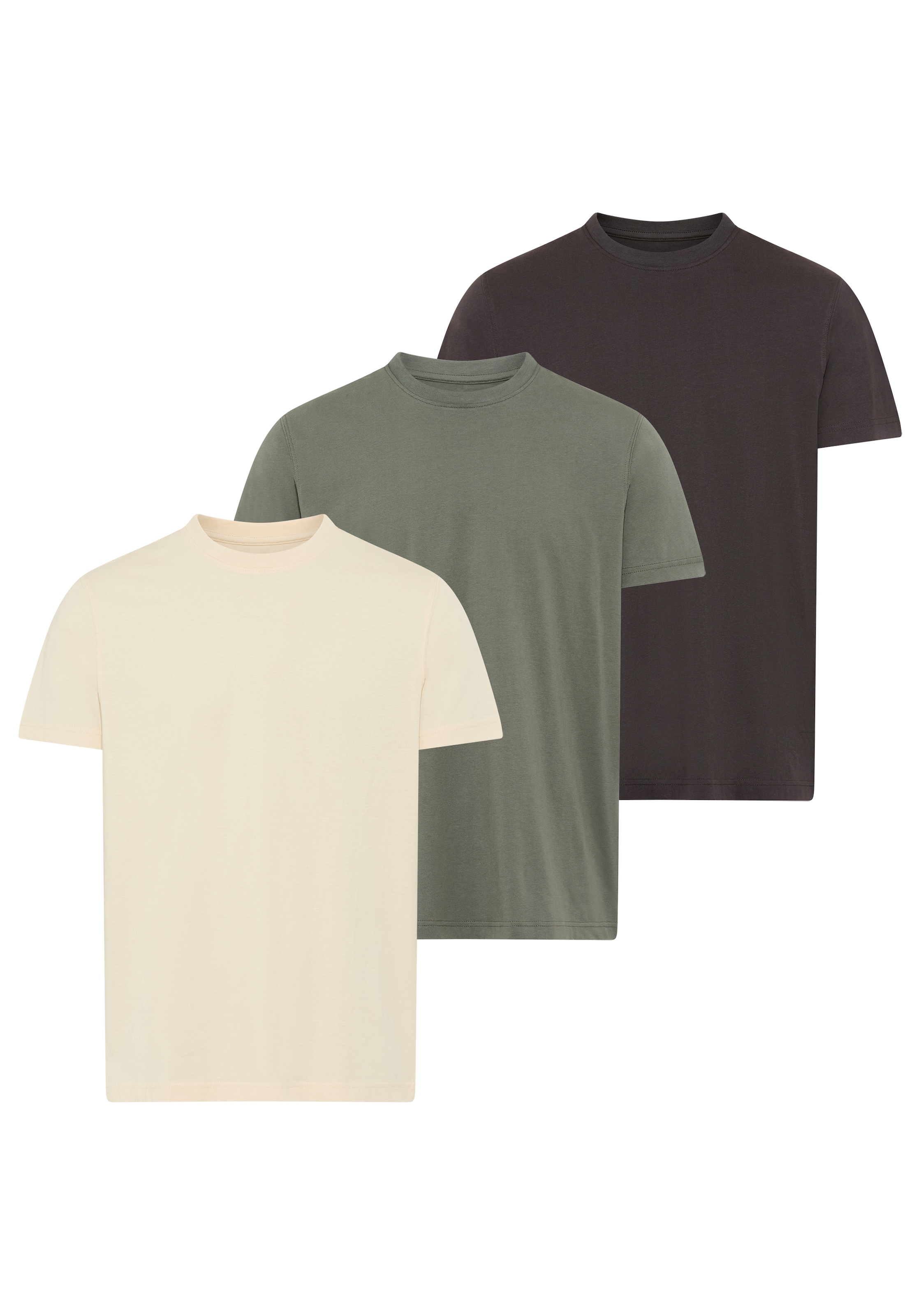 Image of Mans World T-Shirt "neue Farben Preis-Leistungs Bestseller Auch in Grossen Grössen" 3er-Pack, aus Baumwolle, angenehmer Tragekomfort, hochwertige Verarbeitung