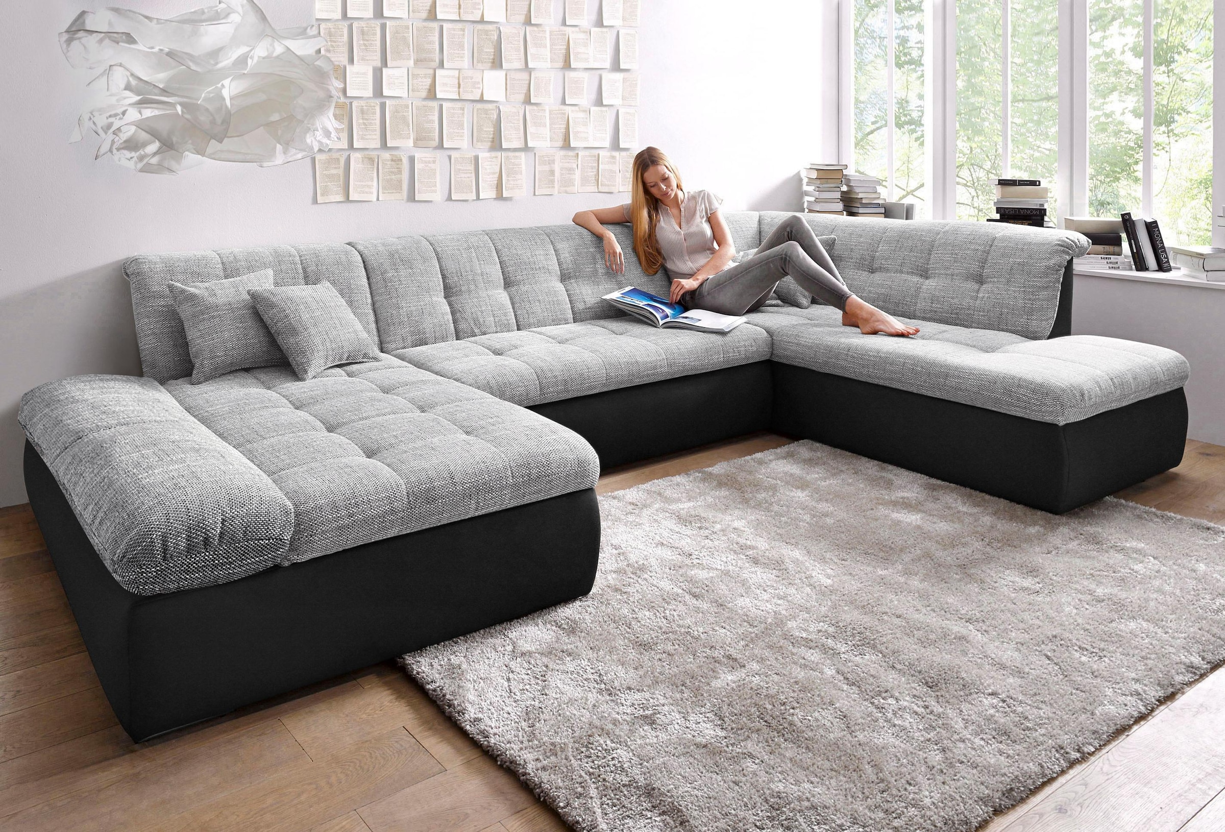 DOMO collection Wohnlandschaft »Moric U-Form auch in Cord«, im XXL-Format, wahlweise mit Bettfunktion...