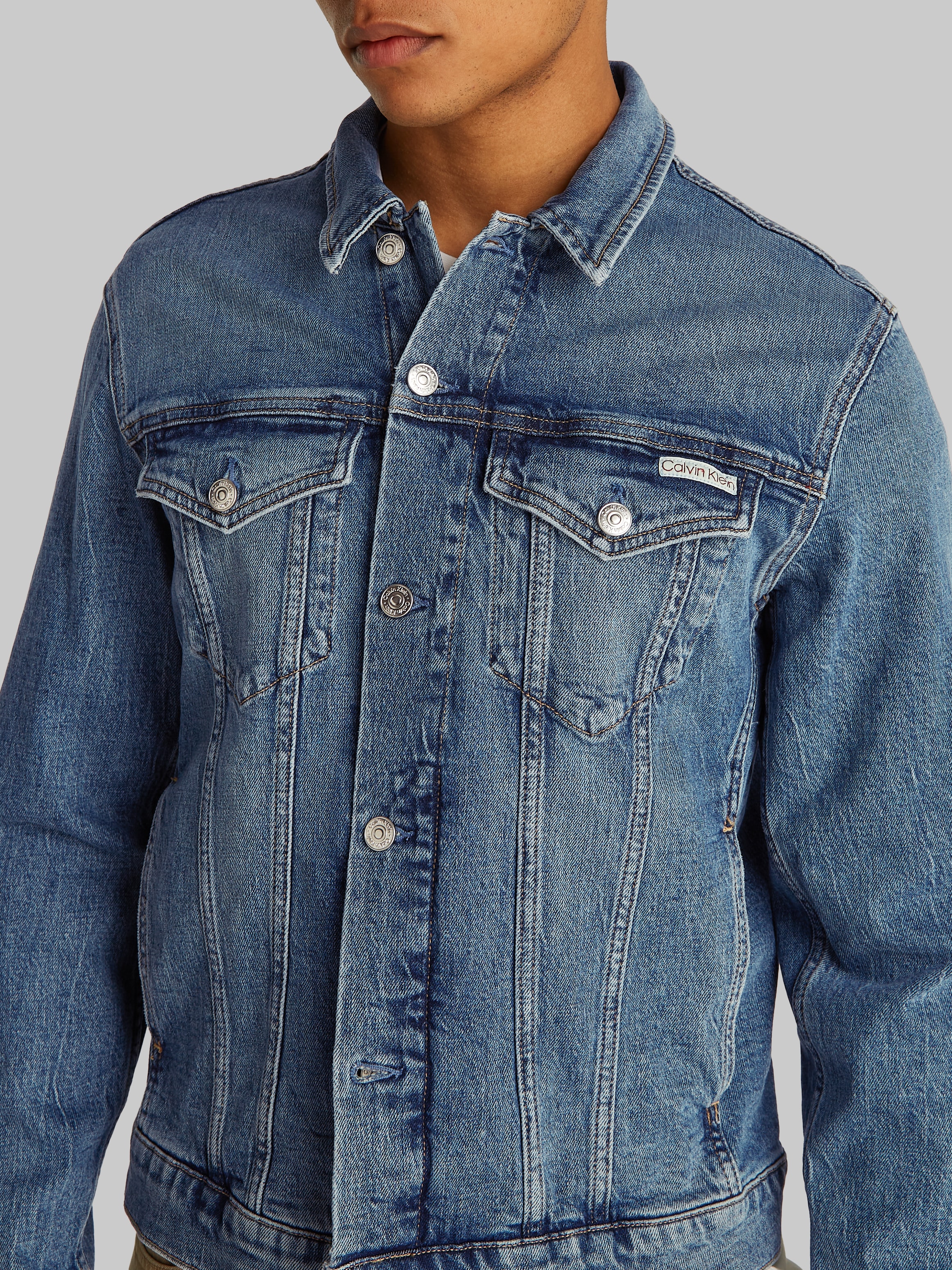 Calvin Klein Jeans Jeansjacke »SLIM DENIM JACKET«, in dunkelblauer Waschung