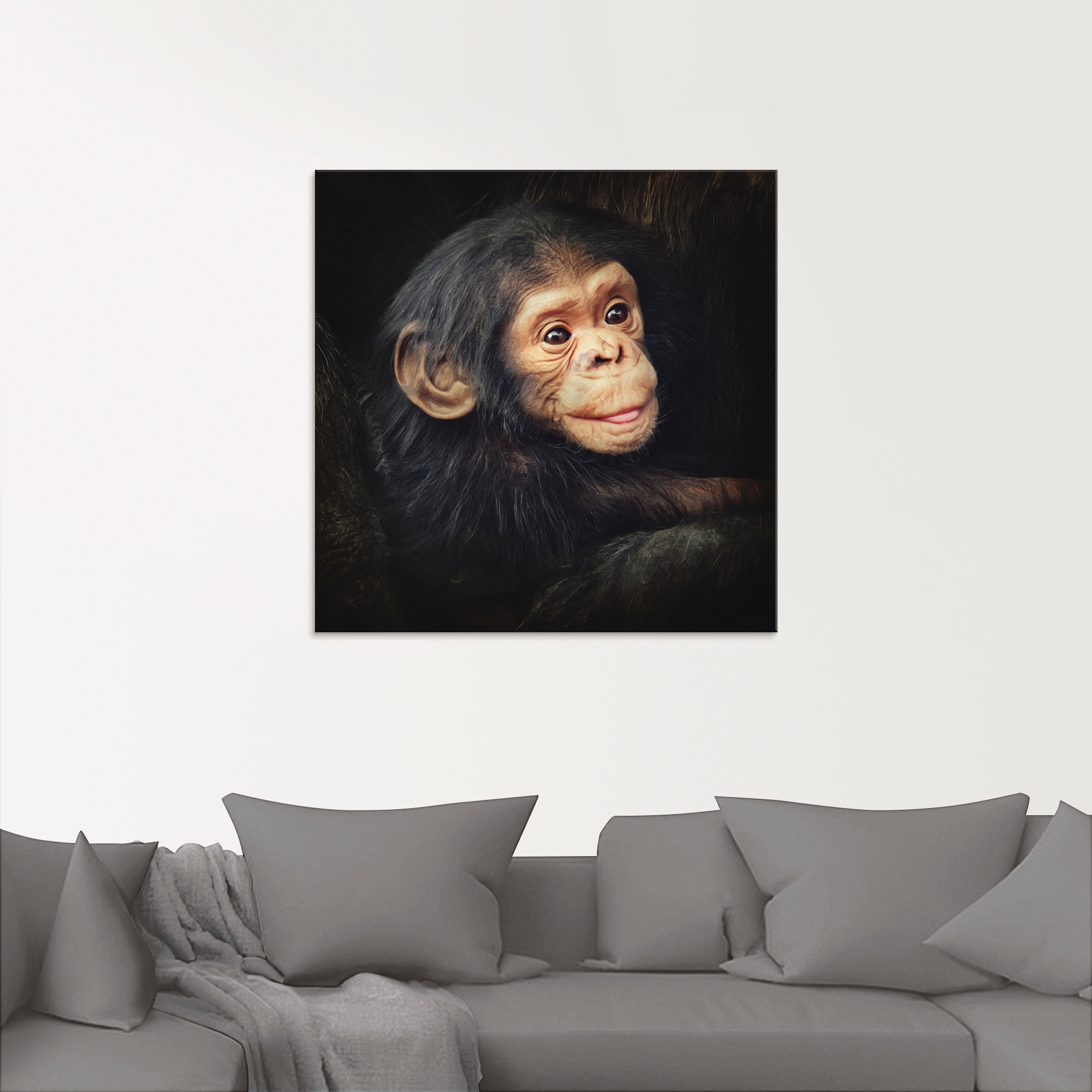 Artland Glasbild »Kleiner Schimpanse«, Wildtiere, (1 St.), in verschiedenen Grössen