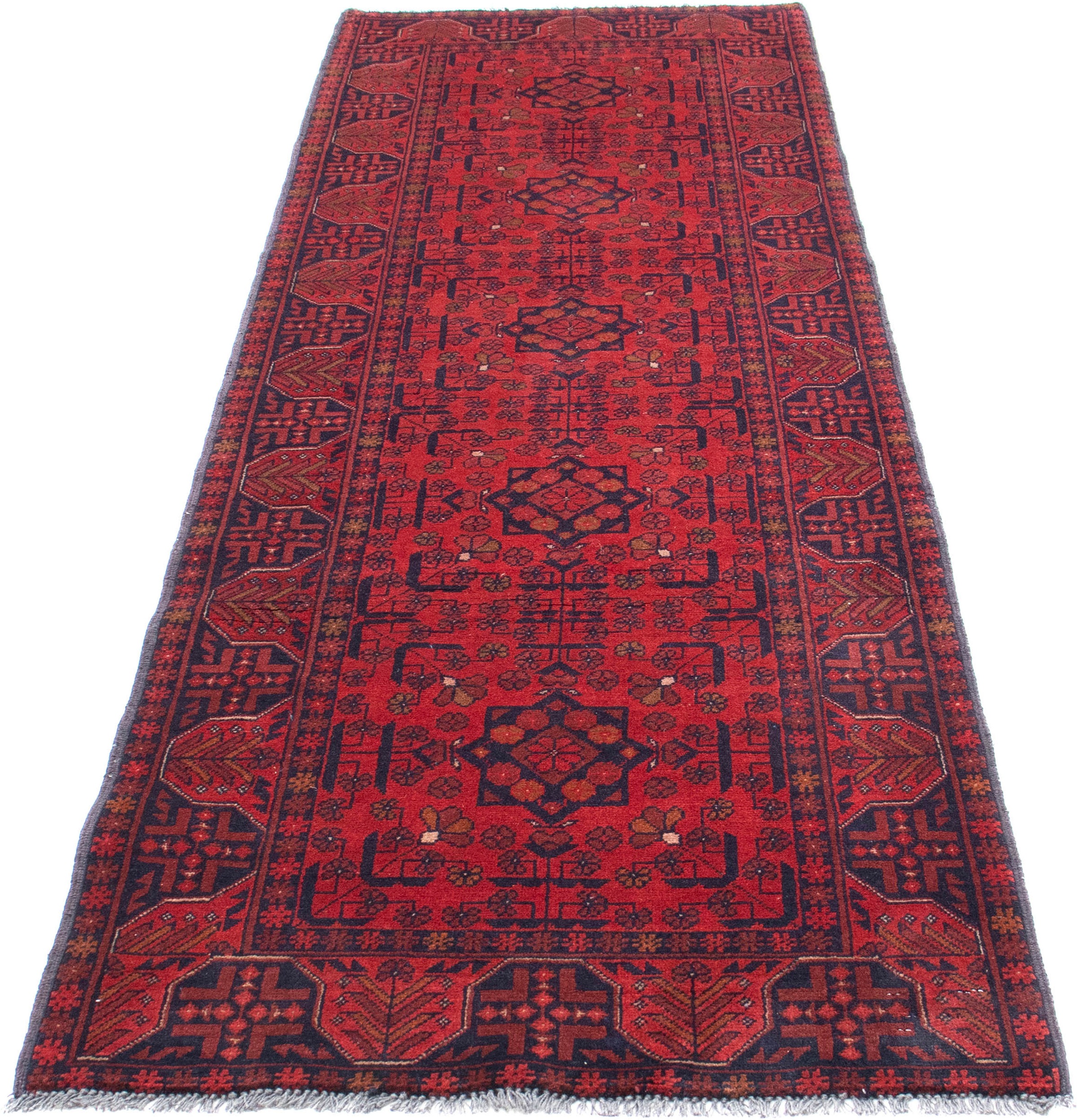 Image of morgenland Orientteppich »Afghan - Kunduz - 287 x 84 cm - dunkelrot«, rechteckig, 7 mm Höhe, Wohnzimmer, Handgeknüpft, Einzelstück mit Zertifikat bei Ackermann Versand Schweiz