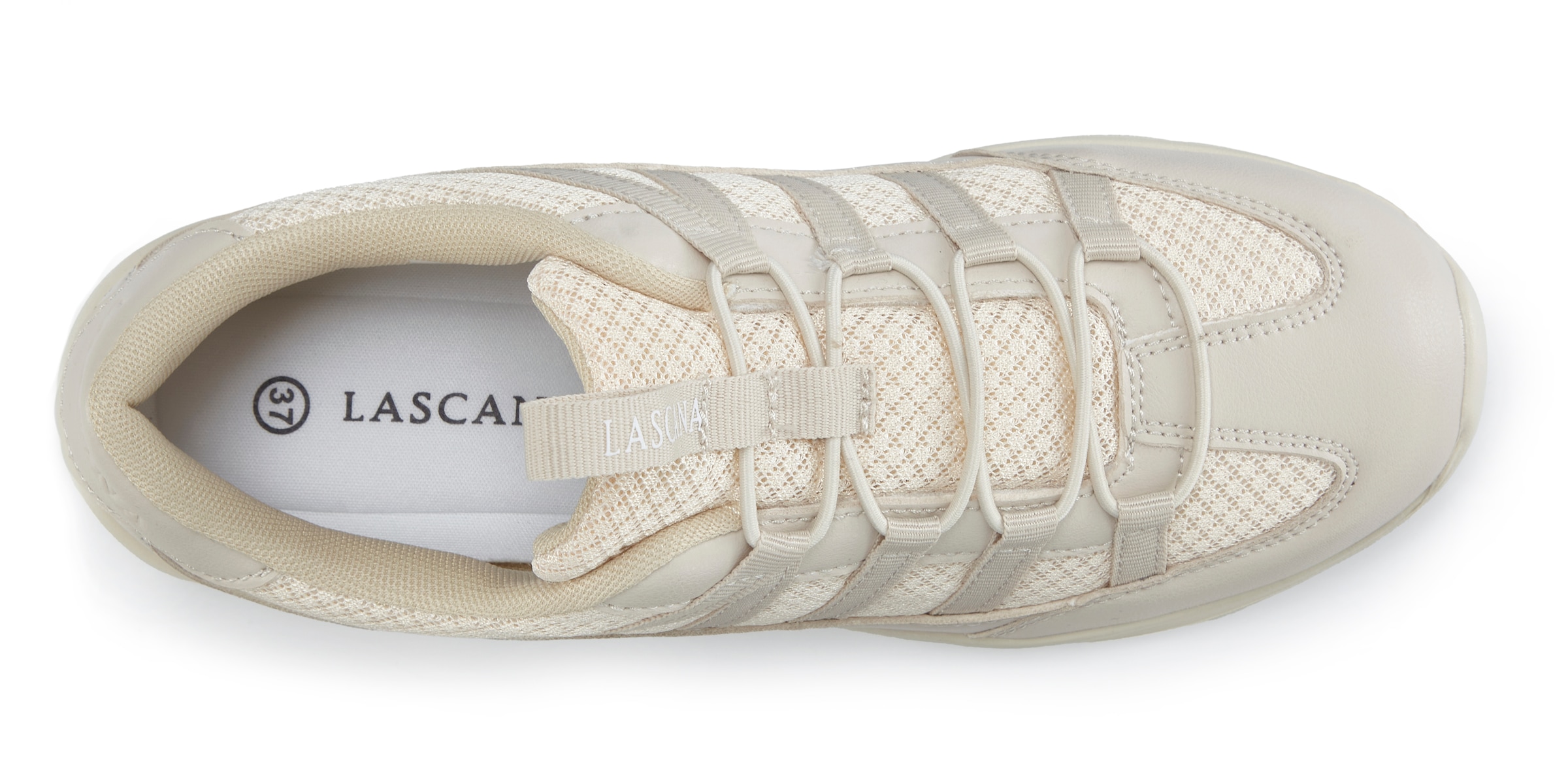 LASCANA Sneaker »Freizeitschuh, Halbschuh,«, zum Reinschlüpfen mit elastischen Schnürbändern VEGAN