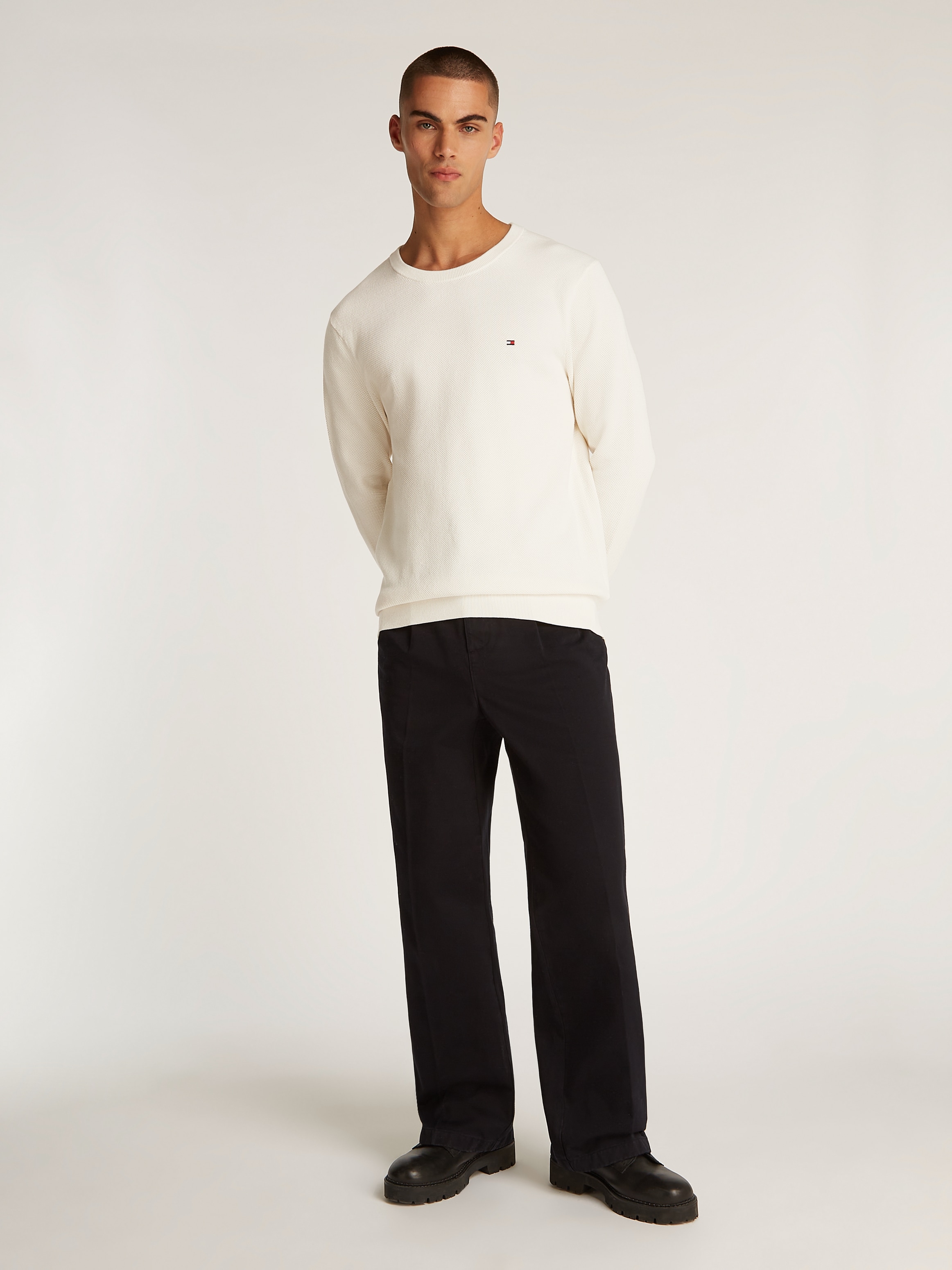 Tommy Hilfiger Rundhalspullover »ESSENTIAL STRUCTURE CREW NECK«, mit feiner Struktur
