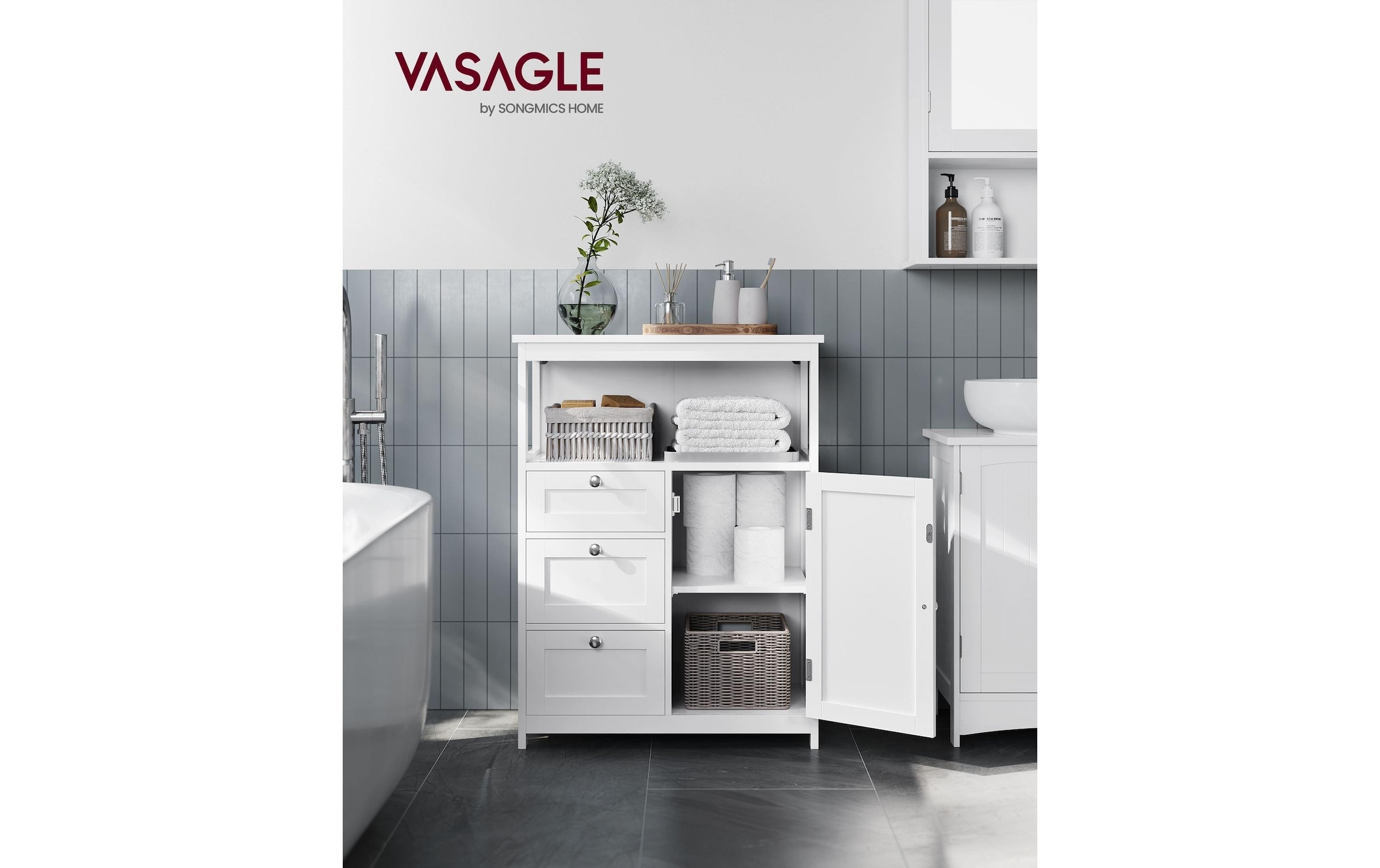 VASAGLE Kommode »Cabinet, MDF, 60 x 80 cm«
