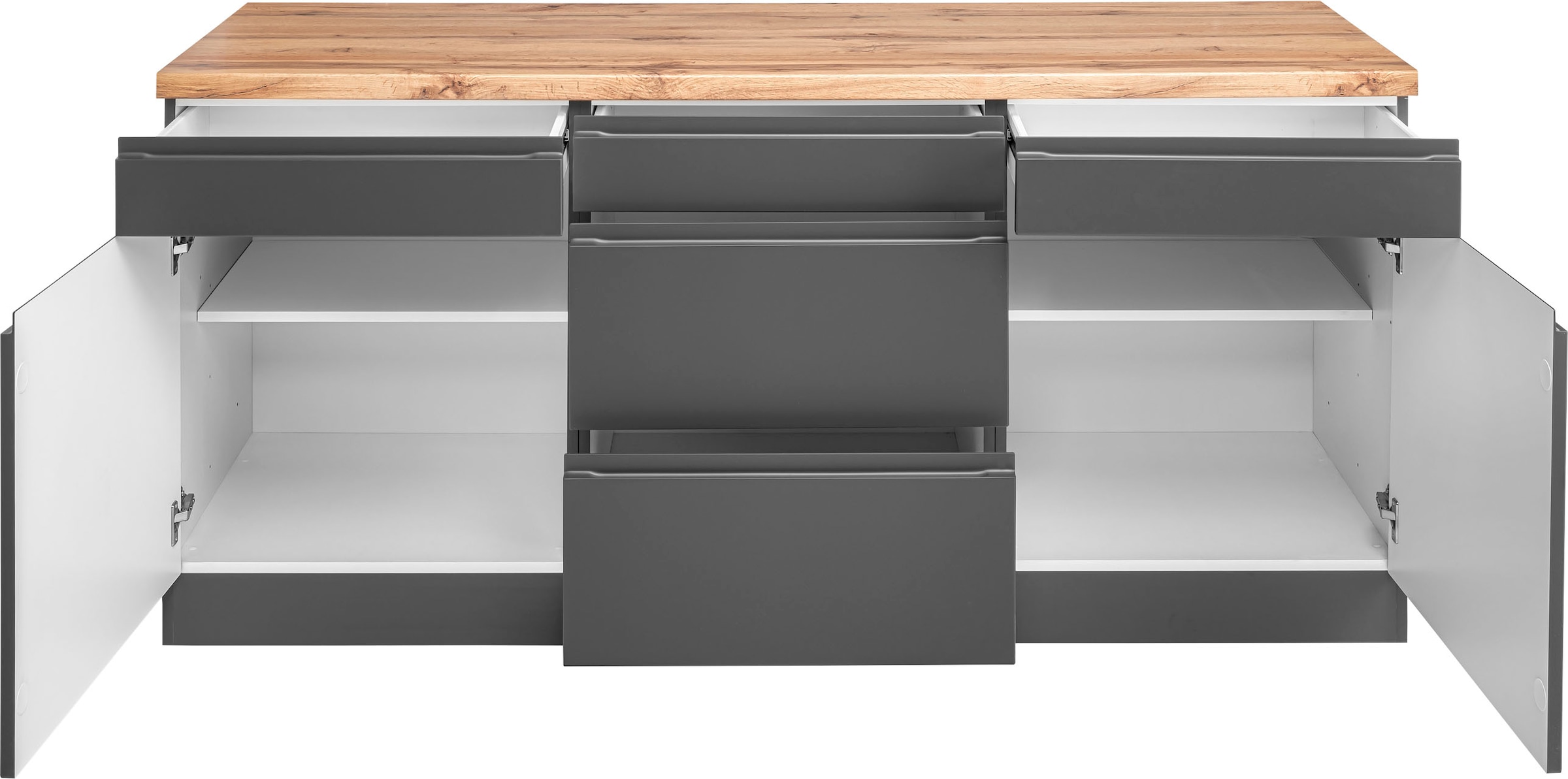 KOCHSTATION Unterschrank »KS-Bruneck« >>Bruneck<< 180 cm breit, für viel Stauraum, hochwertige MDF-Fronten