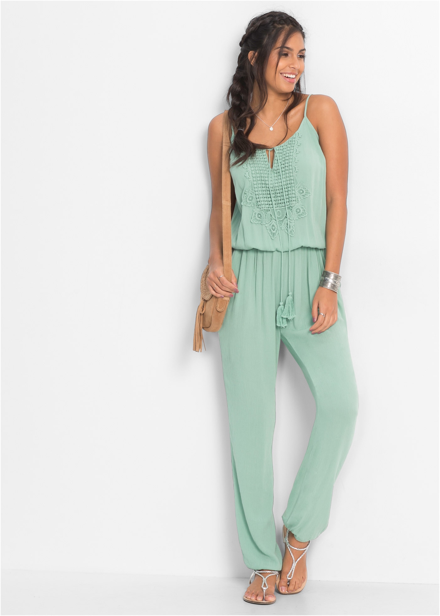 Image of bonprix Jumpsuit "Jumpsuit aus strukturierter Viskose" aus strukturierter Viskose, seitliche Eingrifftaschen