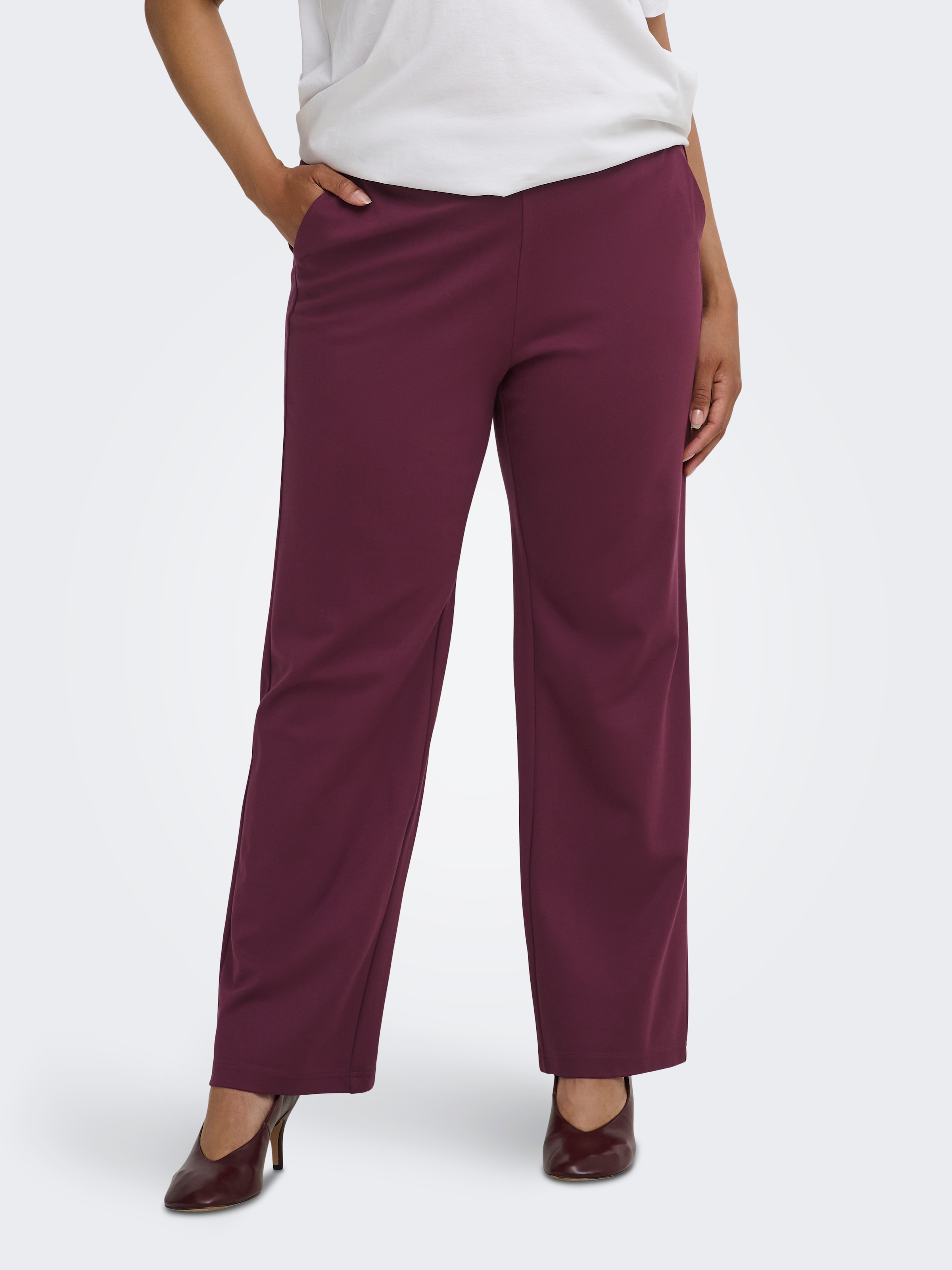ONLY CARMAKOMA Pantalon de costume »CARGOLDTRASH LIFE MW STRAIGHT PANT NOOS«  Mélange viscose, taille normale