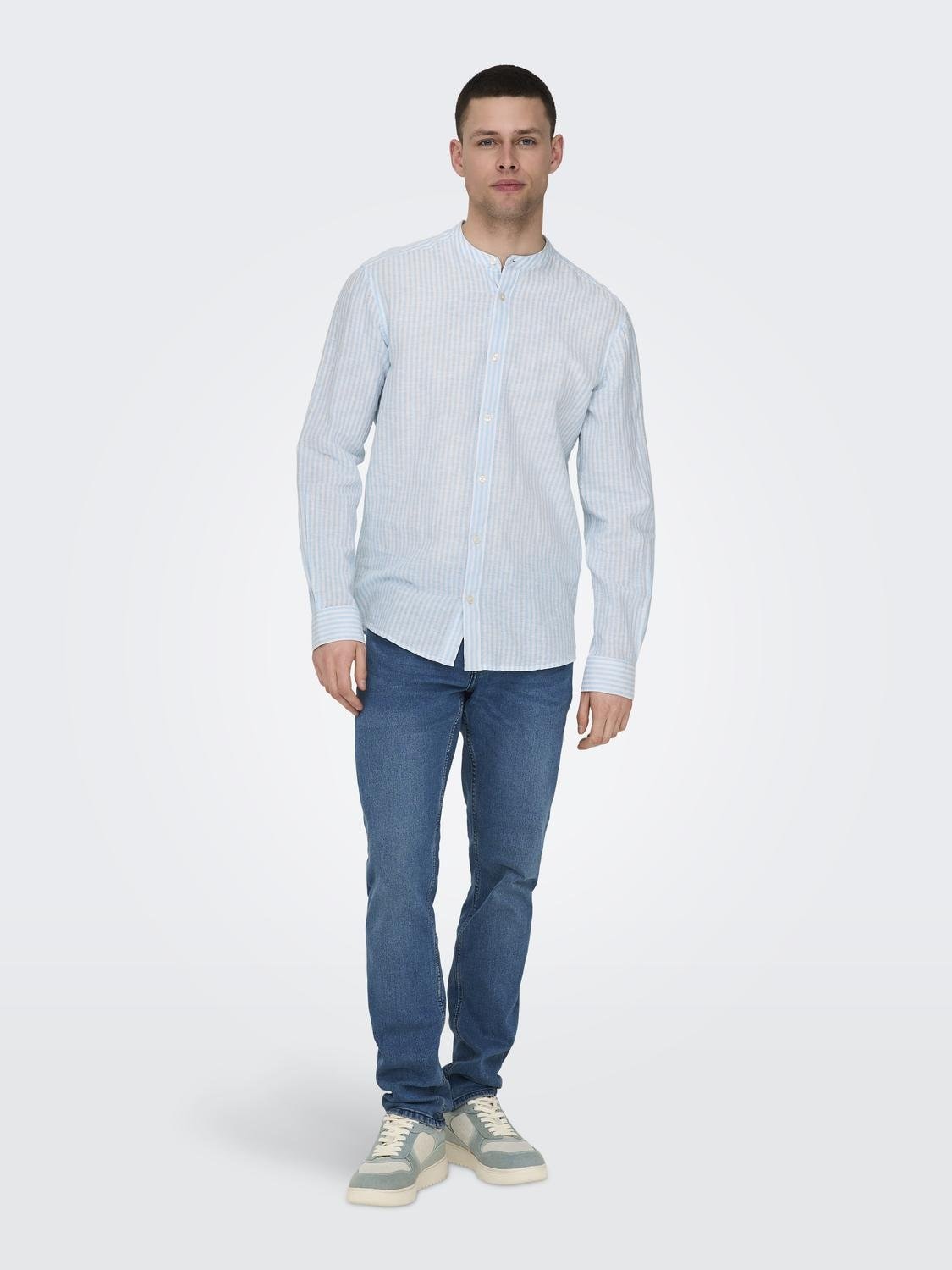 ONLY & SONS Langarmhemd »ONSCAIDEN LS MAO STRIPE LINEN SHIRT NOOS«