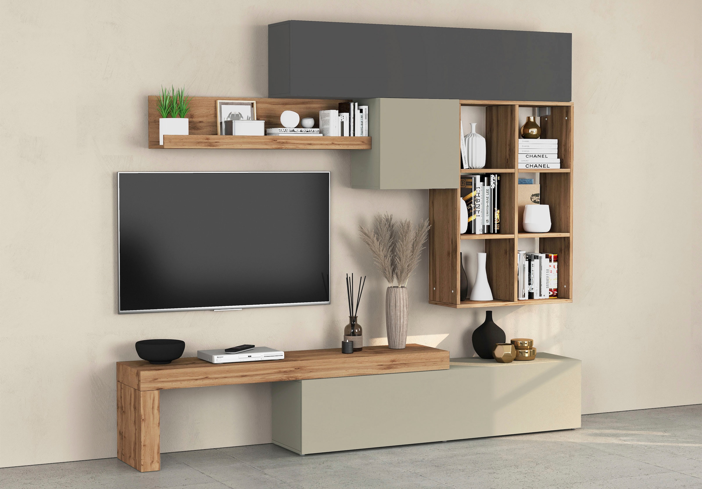 GOODproduct Wohnwand »Chronos Wohnwand, Medienwand, 5-er set« 5 Stk. tlg.