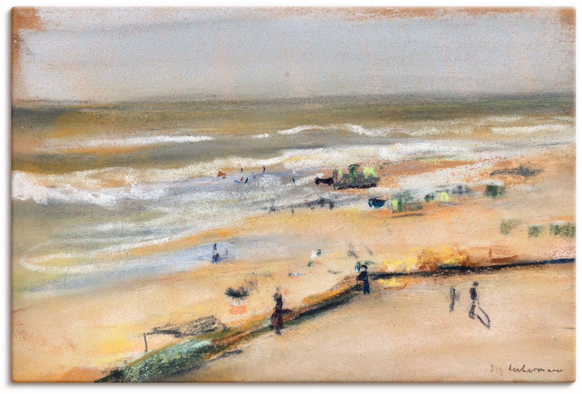 Image of Artland Leinwandbild "Blick von der Düne aufs Meer, Nordwijk" Strandbilder 1 Stk. tlg. auf Holzrahmen gespannt