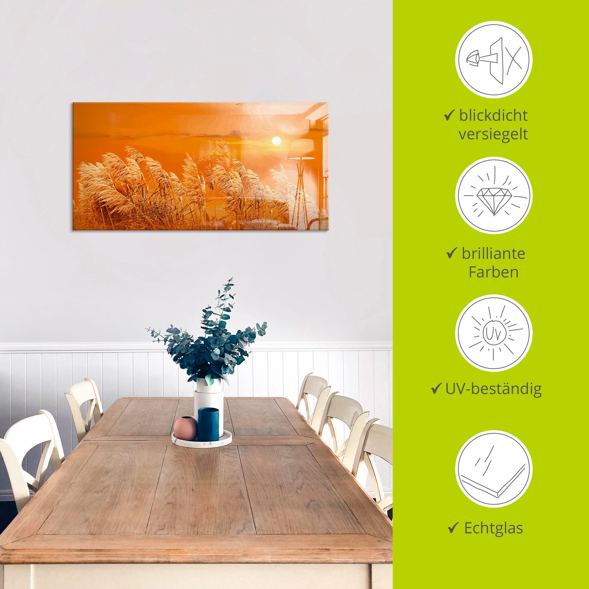 Artland Glasbild »Im Wind«, Gräser, (1 St.), in verschiedenen Grössen