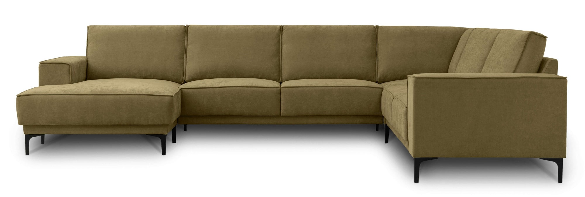 Places of Style Wohnlandschaft »XXL Sofa Oland, Struktur, Flachgewebe, Luxus-Microfaser, Boucle«, U-Form, 342 cm, Wellenunterfederung, Skandi-Design, Metallfüsse